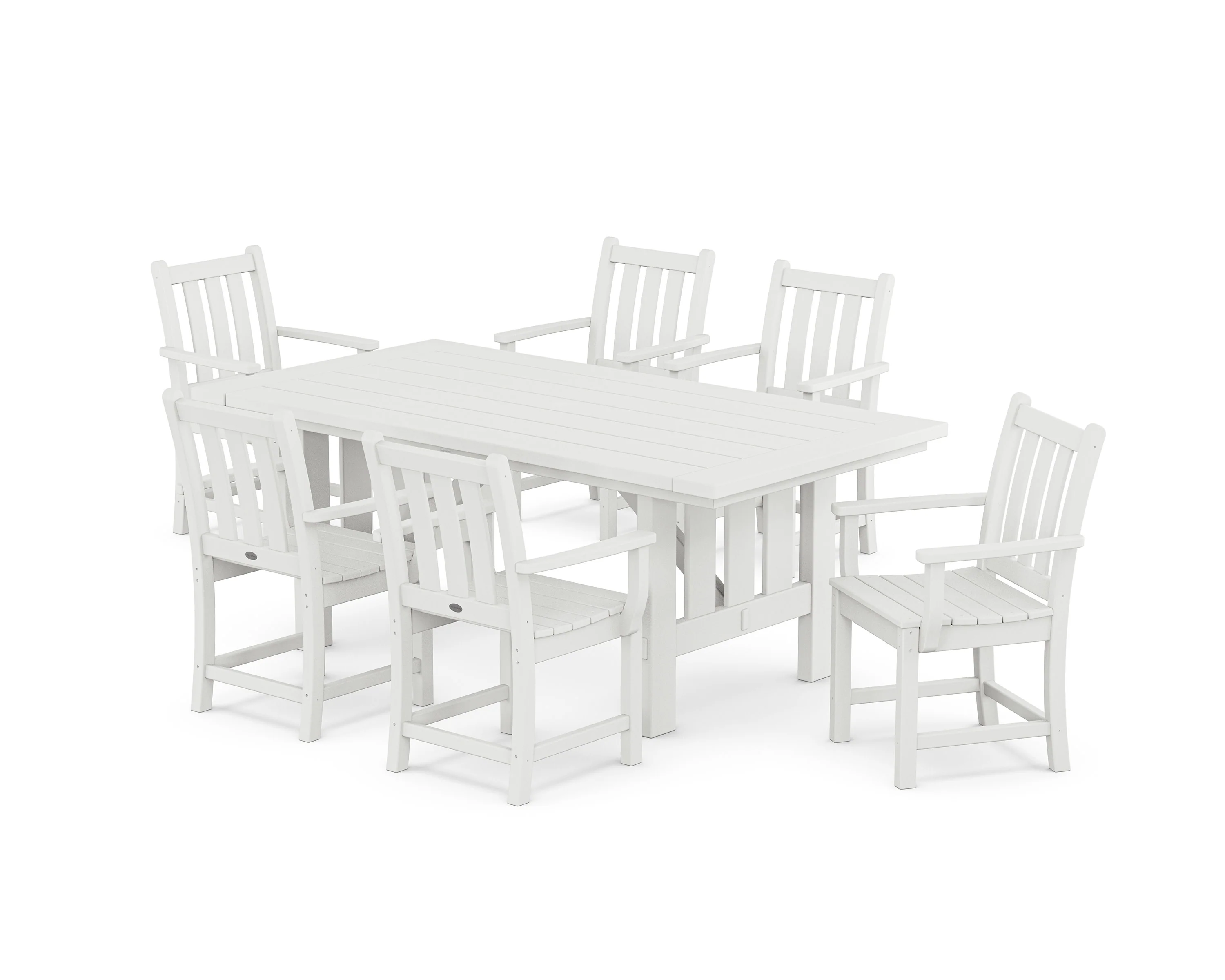 Traditional Garden Arm Chair 7-Piece Mission Dining Set - Image 7