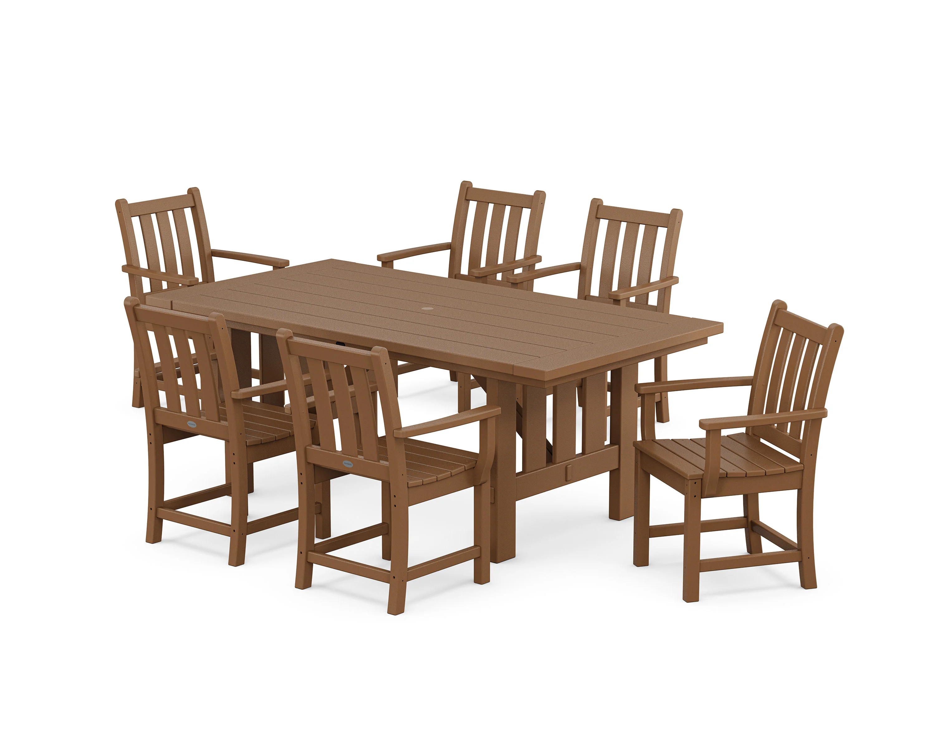 Traditional Garden Arm Chair 7-Piece Mission Dining Set - Image 8
