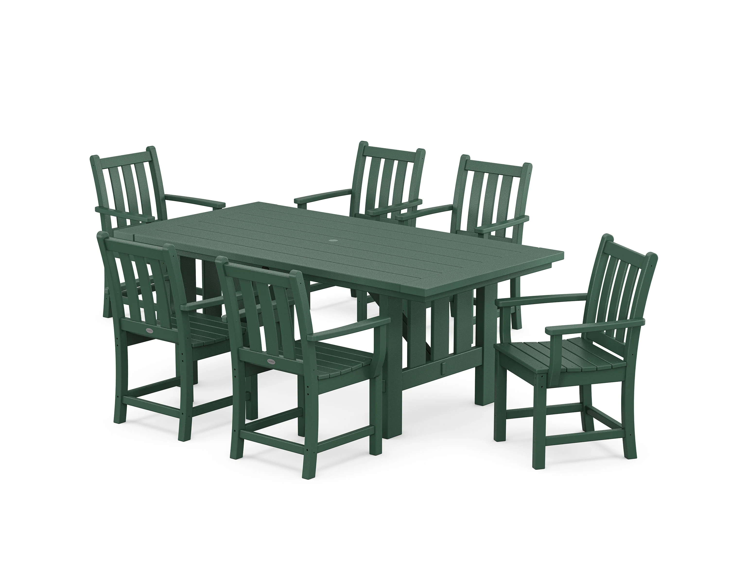 Traditional Garden Arm Chair 7-Piece Mission Dining Set - Image 9