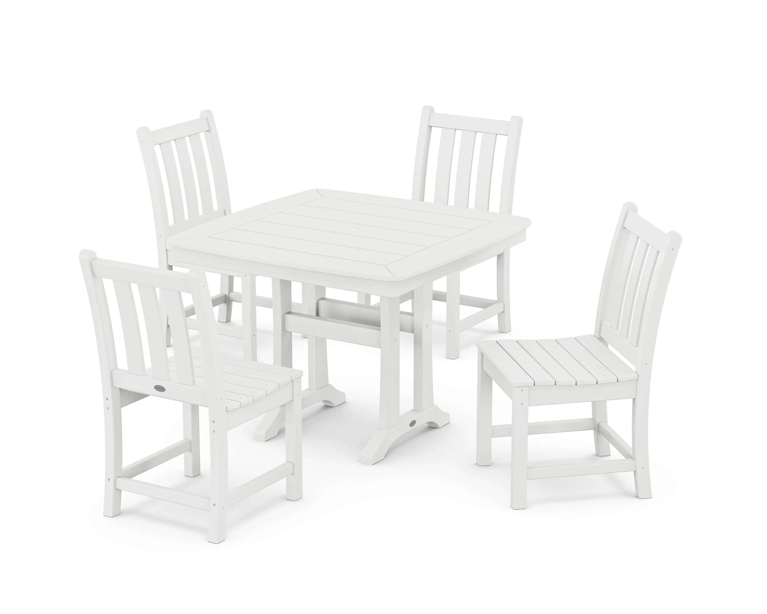 Traditional Garden Side Chair 5-Piece Dining Set with Trestle Legs - Image 4