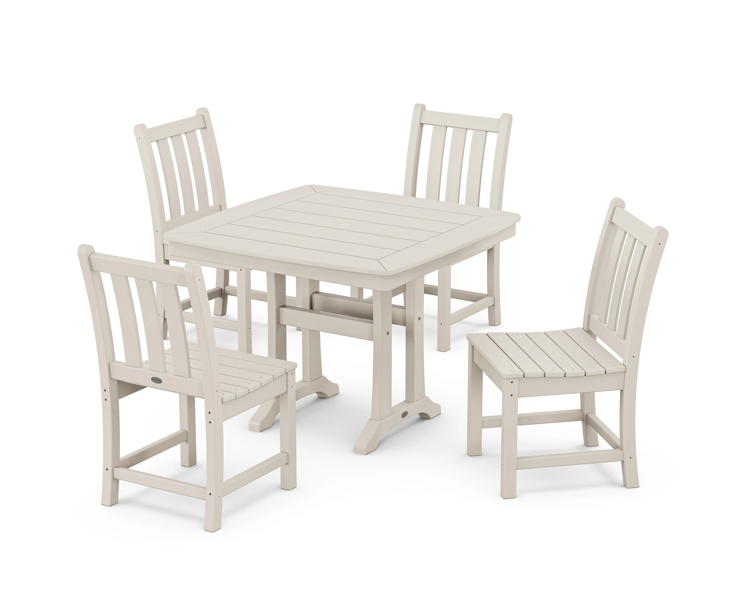 Traditional Garden Side Chair 5-Piece Dining Set with Trestle Legs - Image 5