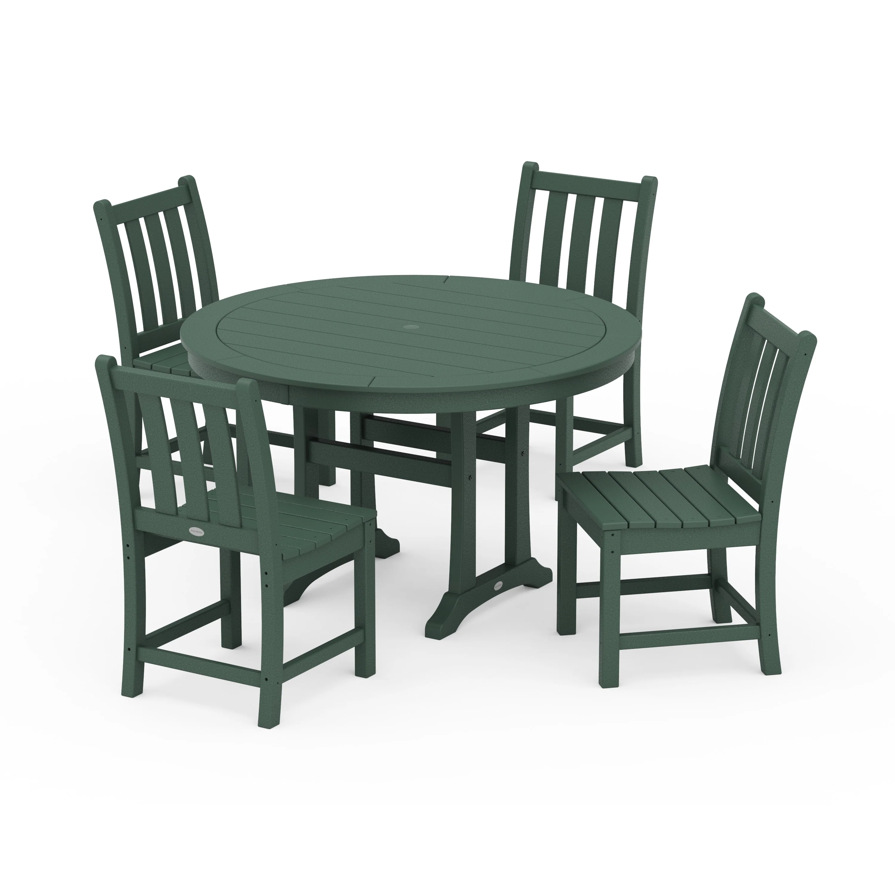 Traditional Garden Side Chair 5-Piece Round Dining Set With Trestle Legs - Image 4