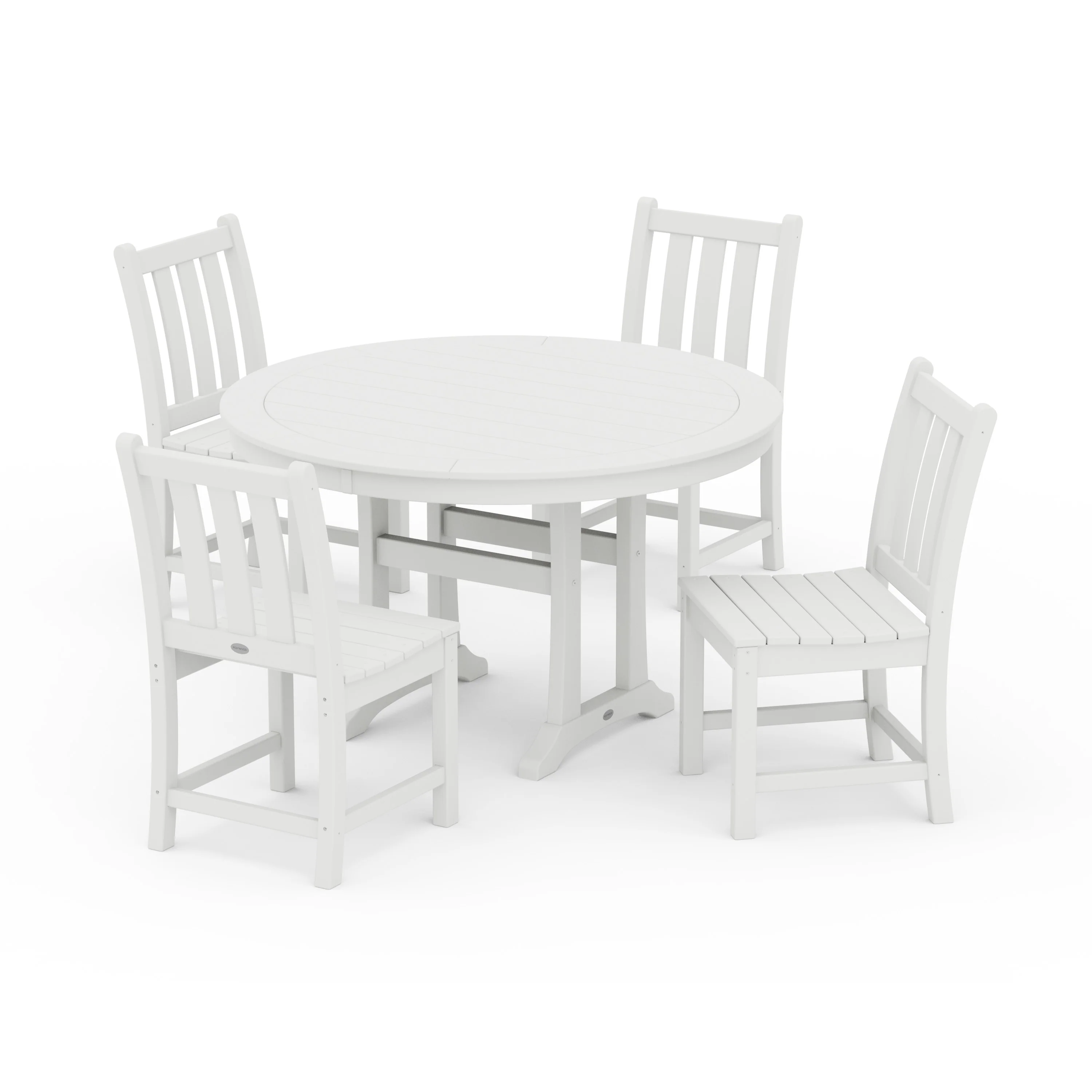 Traditional Garden Side Chair 5-Piece Round Dining Set With Trestle Legs - Image 5