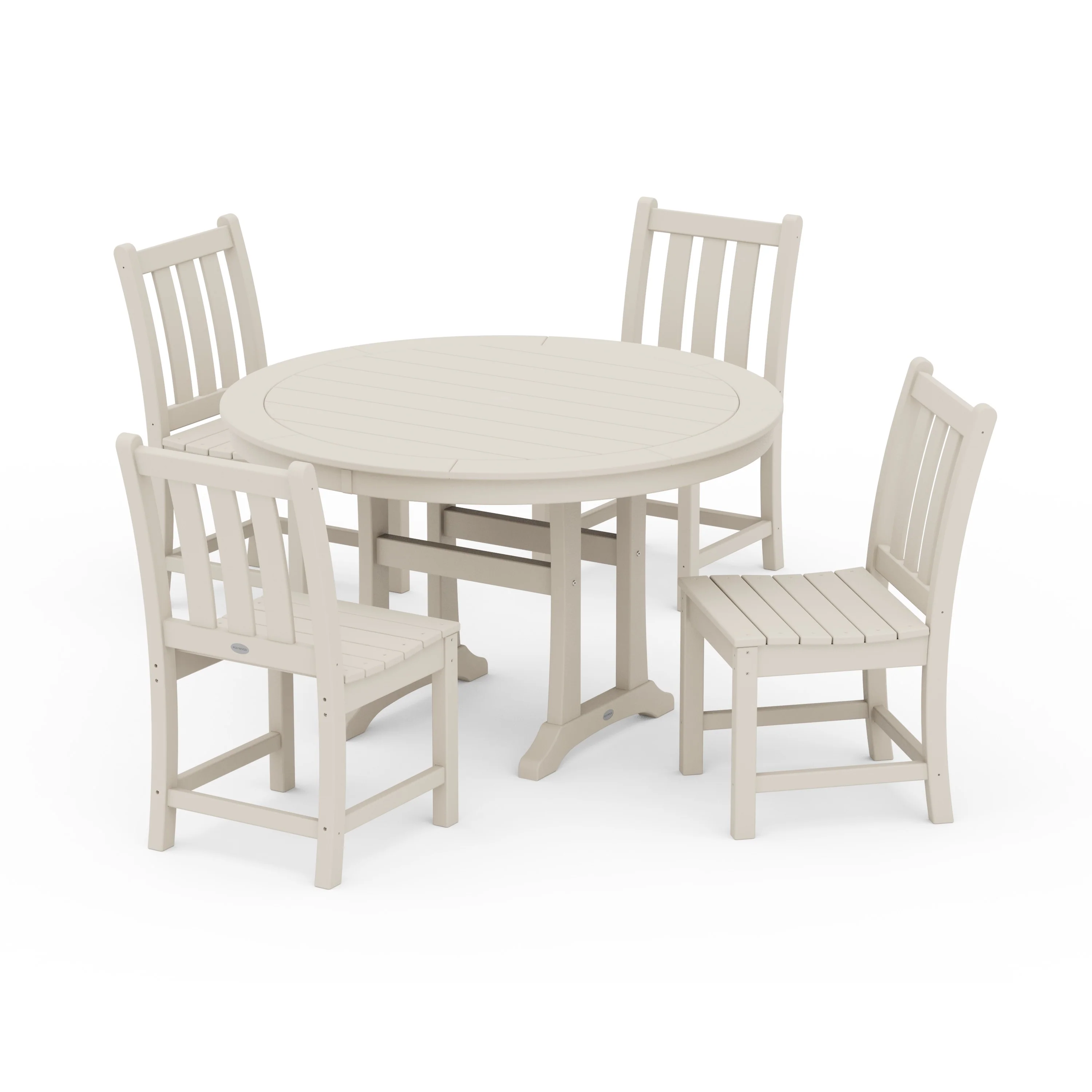 Traditional Garden Side Chair 5-Piece Round Dining Set With Trestle Legs - Image 6