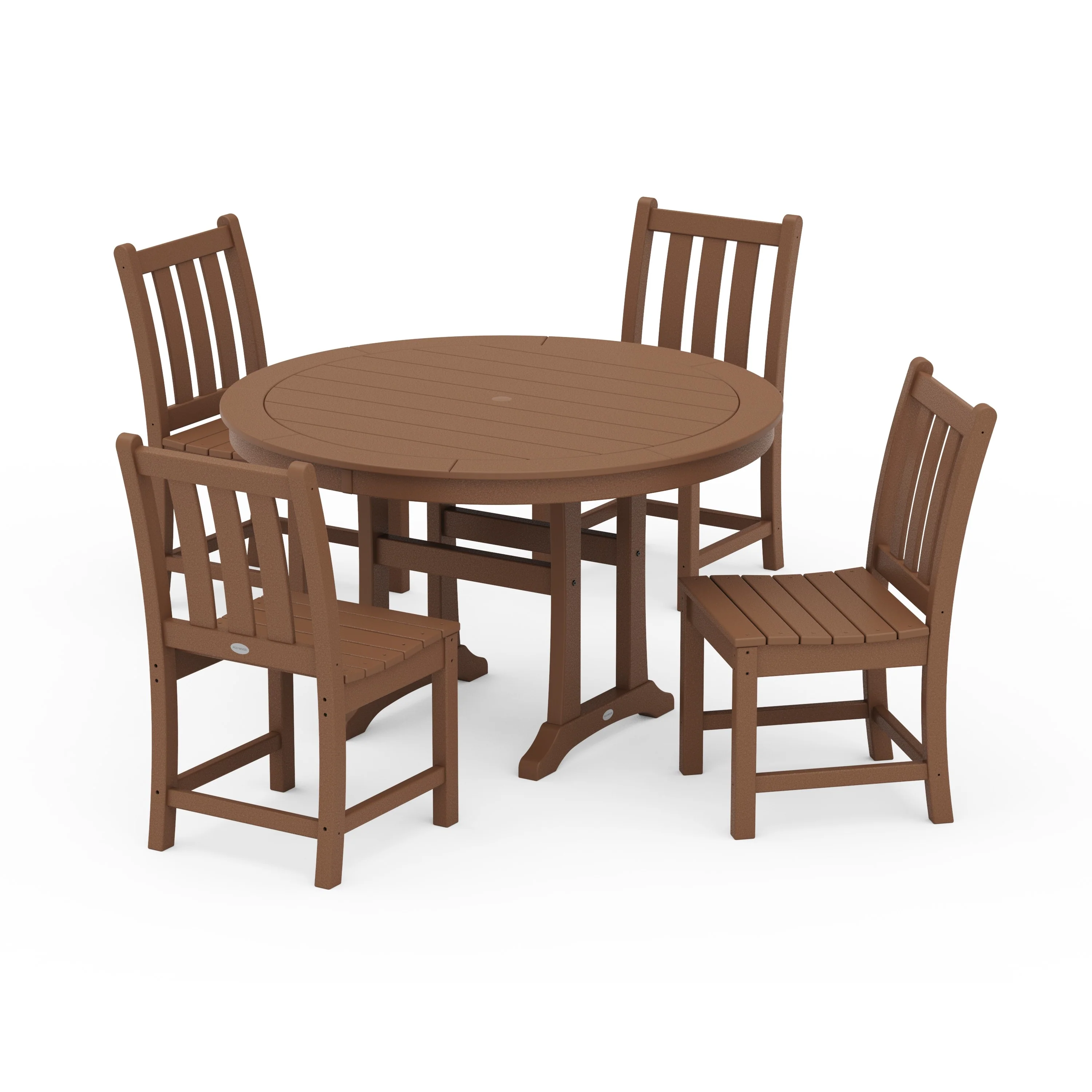Traditional Garden Side Chair 5-Piece Round Dining Set With Trestle Legs - Image 7