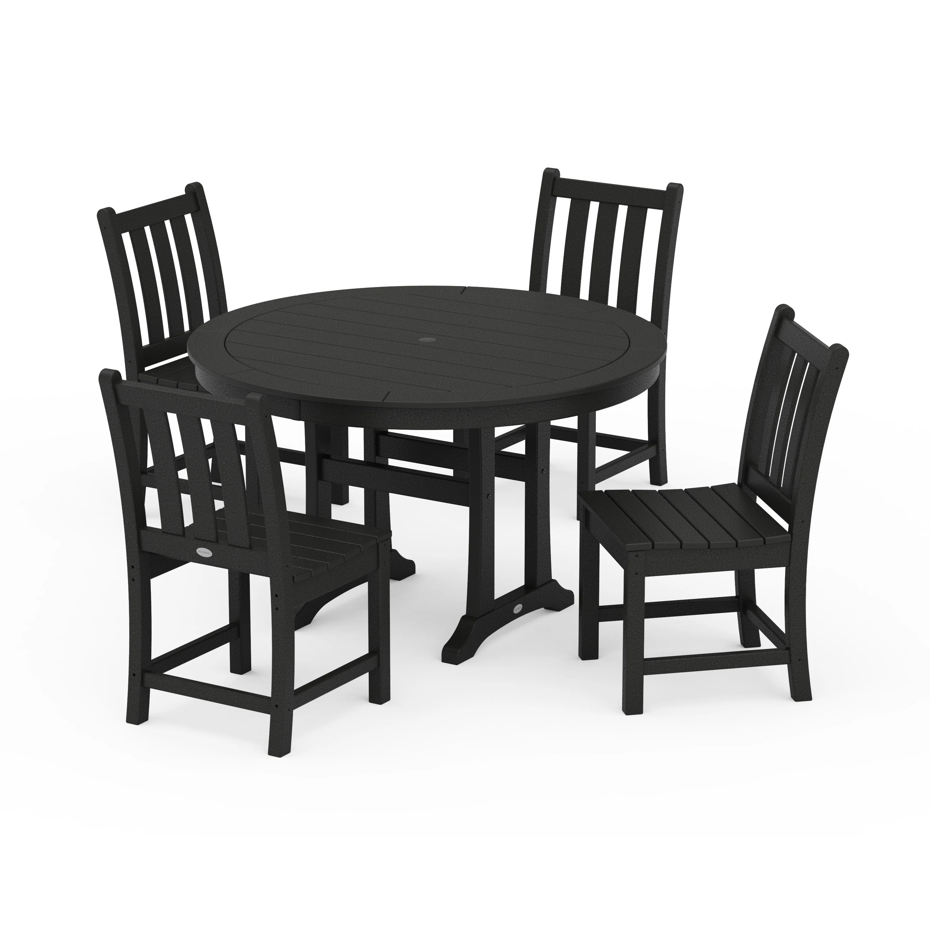 Traditional Garden Side Chair 5-Piece Round Dining Set With Trestle Legs - Image 8