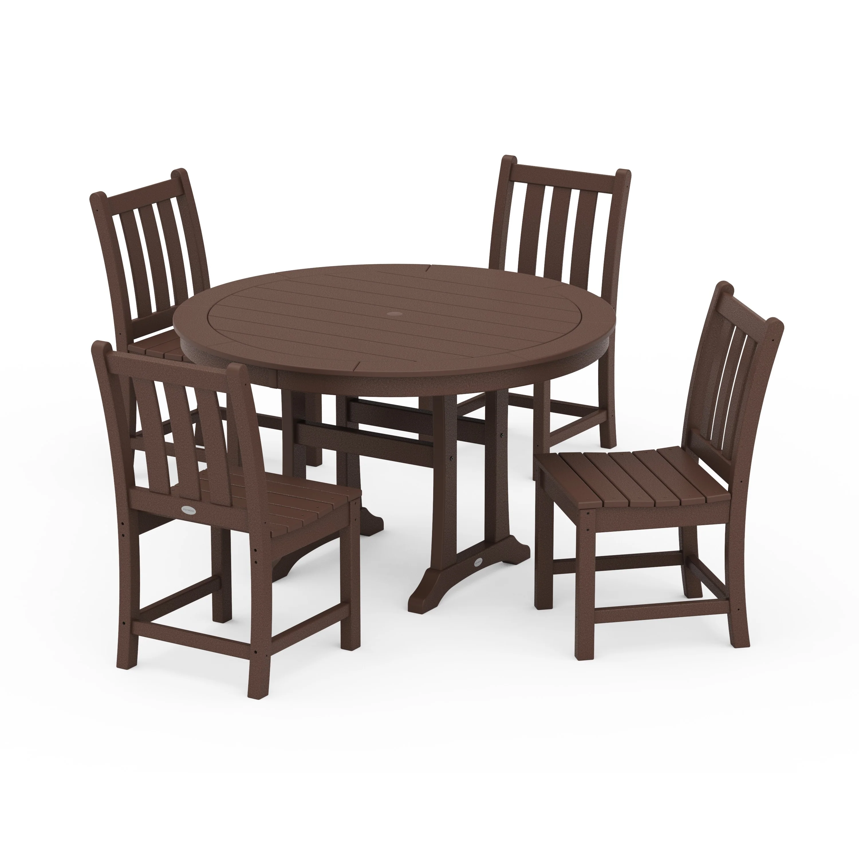 Traditional Garden Side Chair 5-Piece Round Dining Set With Trestle Legs - Image 9