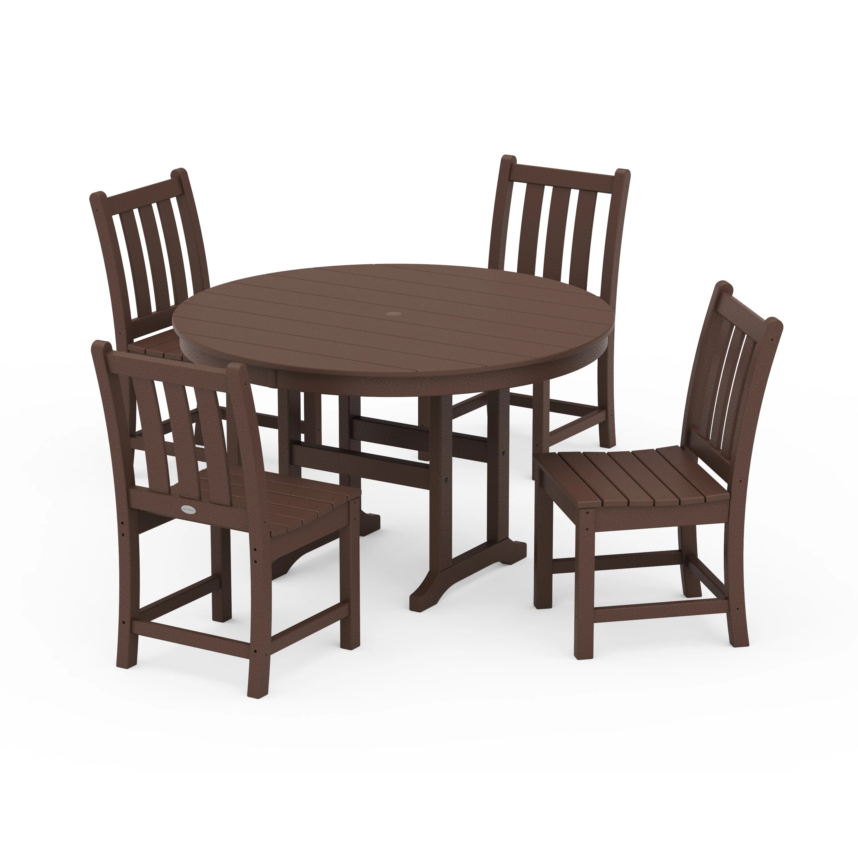 Traditional Garden Side Chair 5-Piece Round Farmhouse Dining Set - Image 6