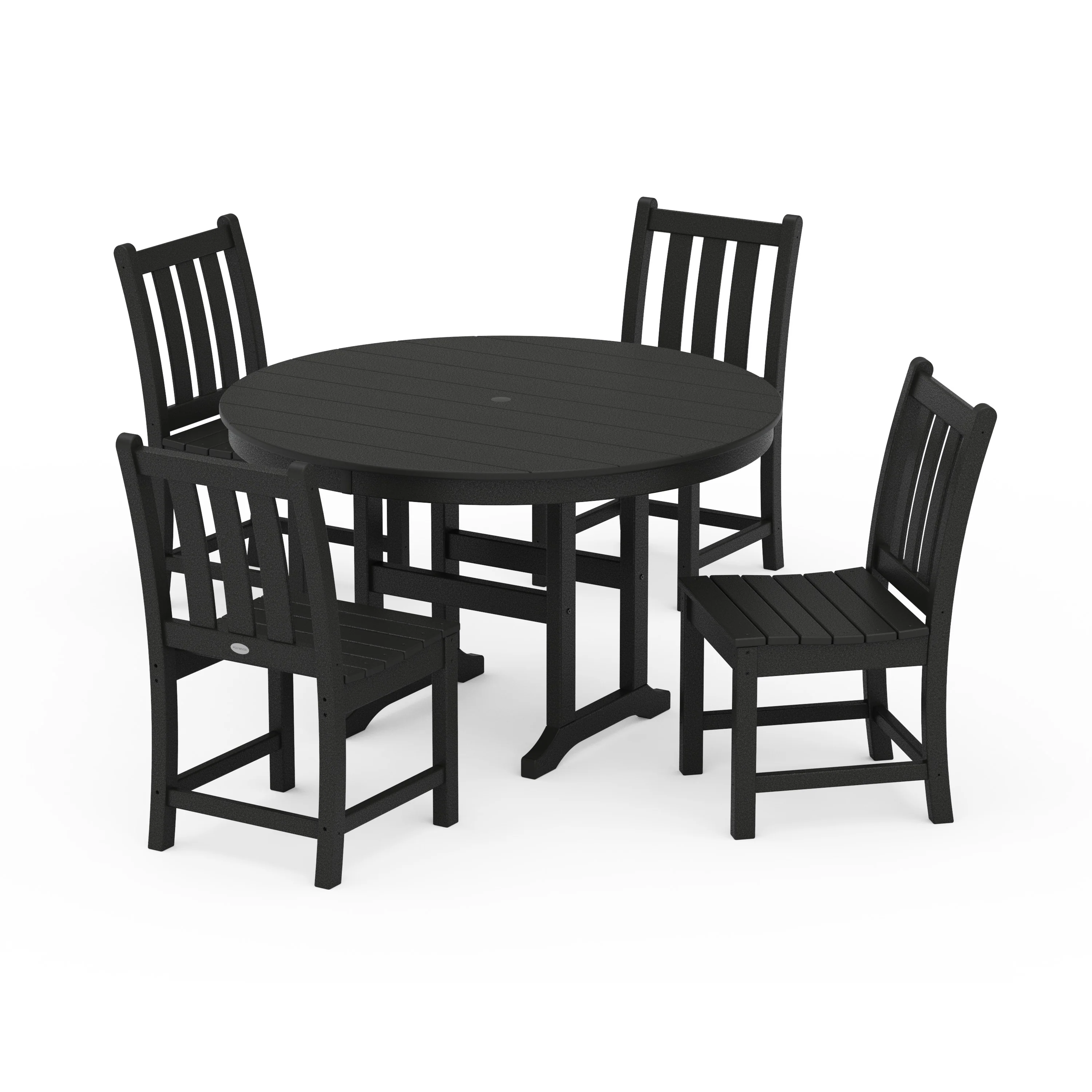 Traditional Garden Side Chair 5-Piece Round Farmhouse Dining Set - Image 7
