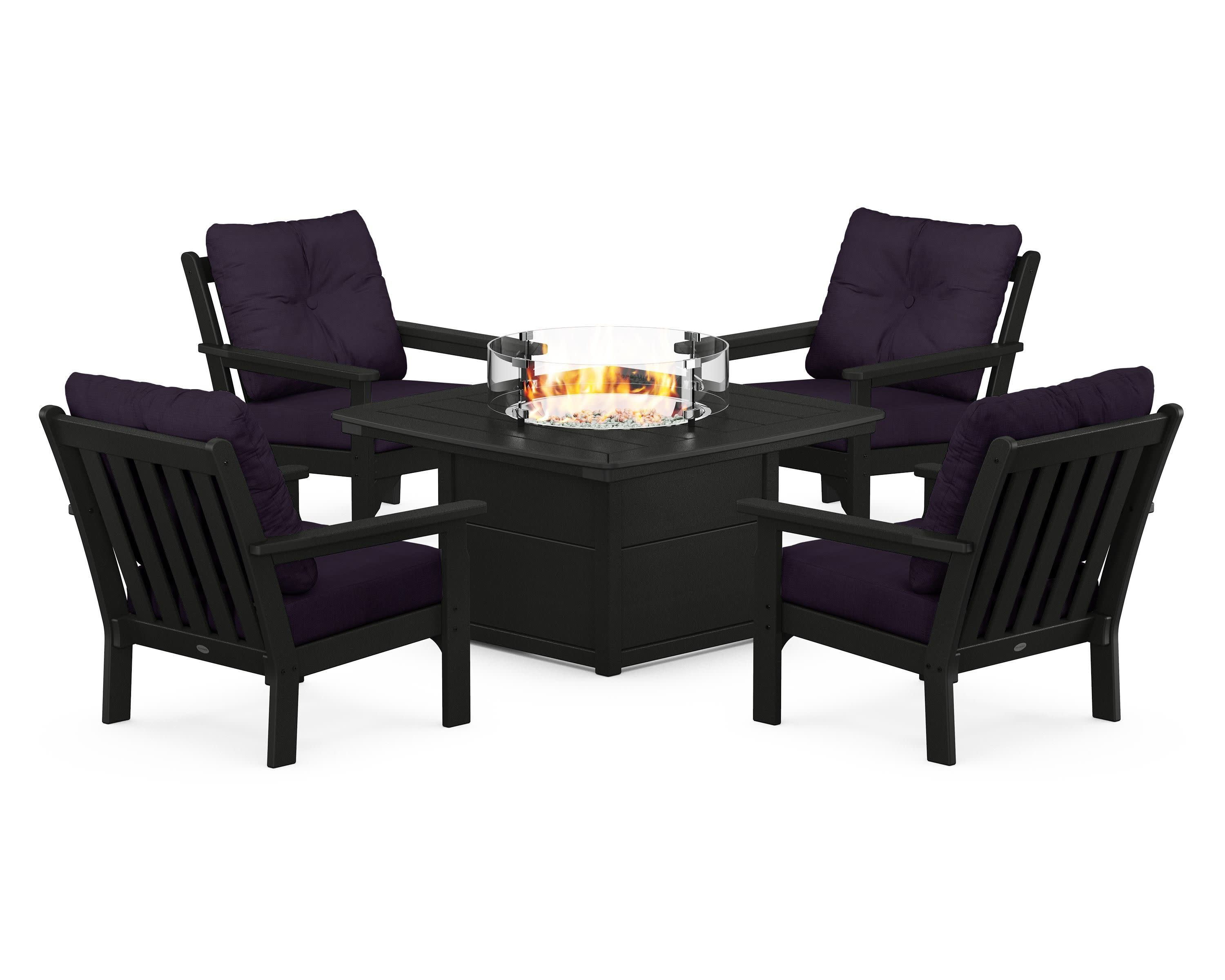 Vineyard 5-Piece Conversation Set with Fire Pit Table - Image 123