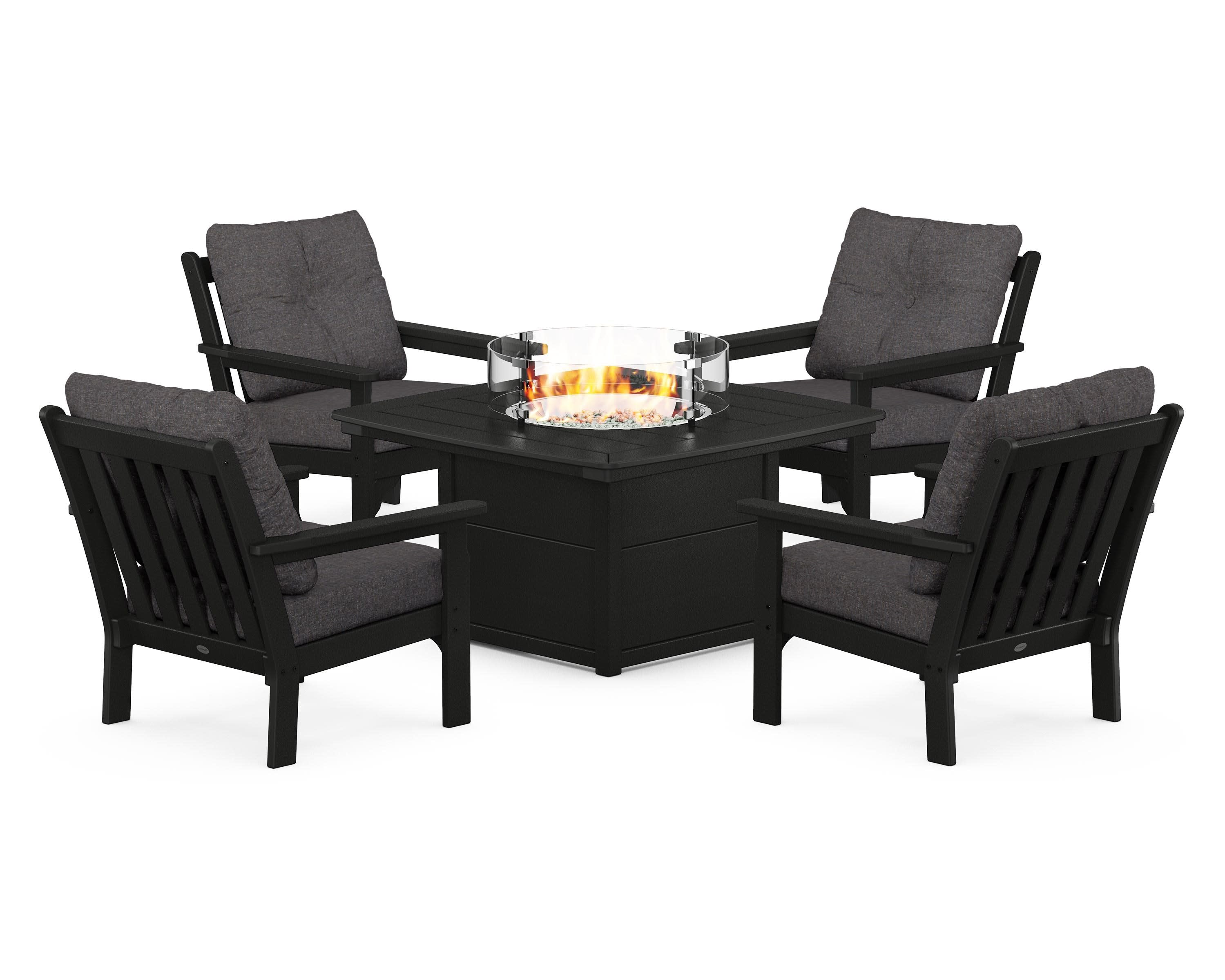 Vineyard 5-Piece Conversation Set with Fire Pit Table - Image 161