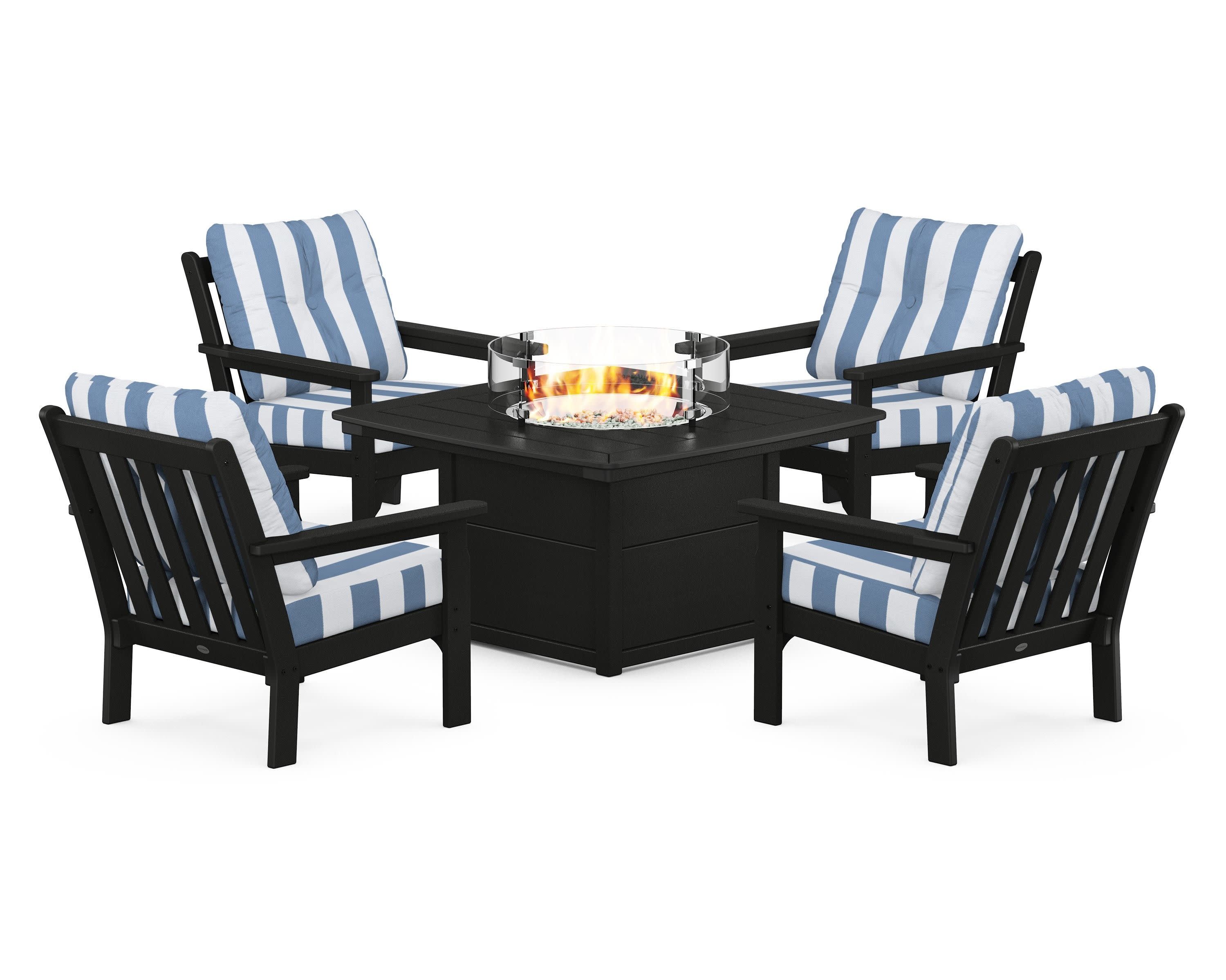 Vineyard 5-Piece Conversation Set with Fire Pit Table - Image 191