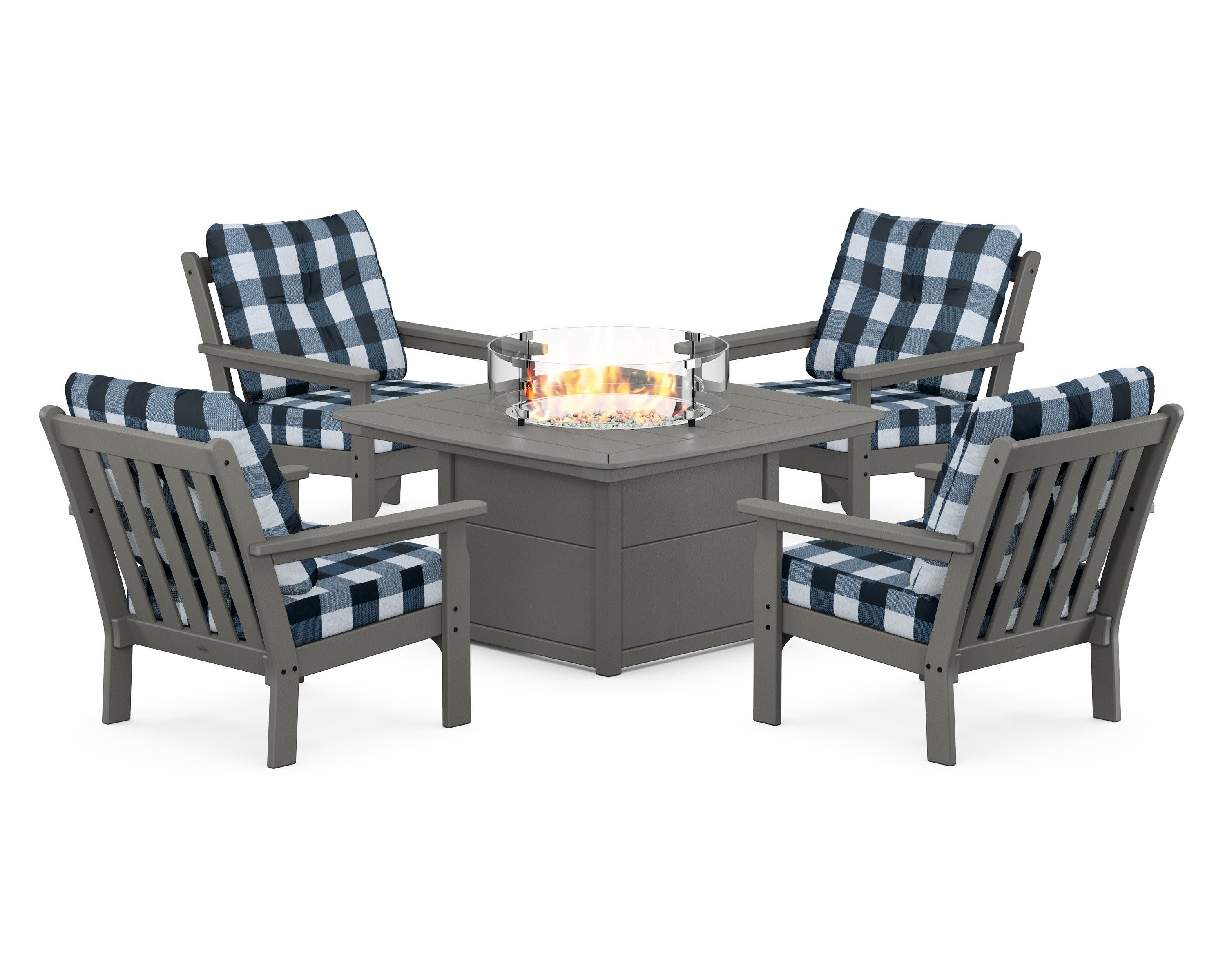 Vineyard 5-Piece Conversation Set with Fire Pit Table - Image 194