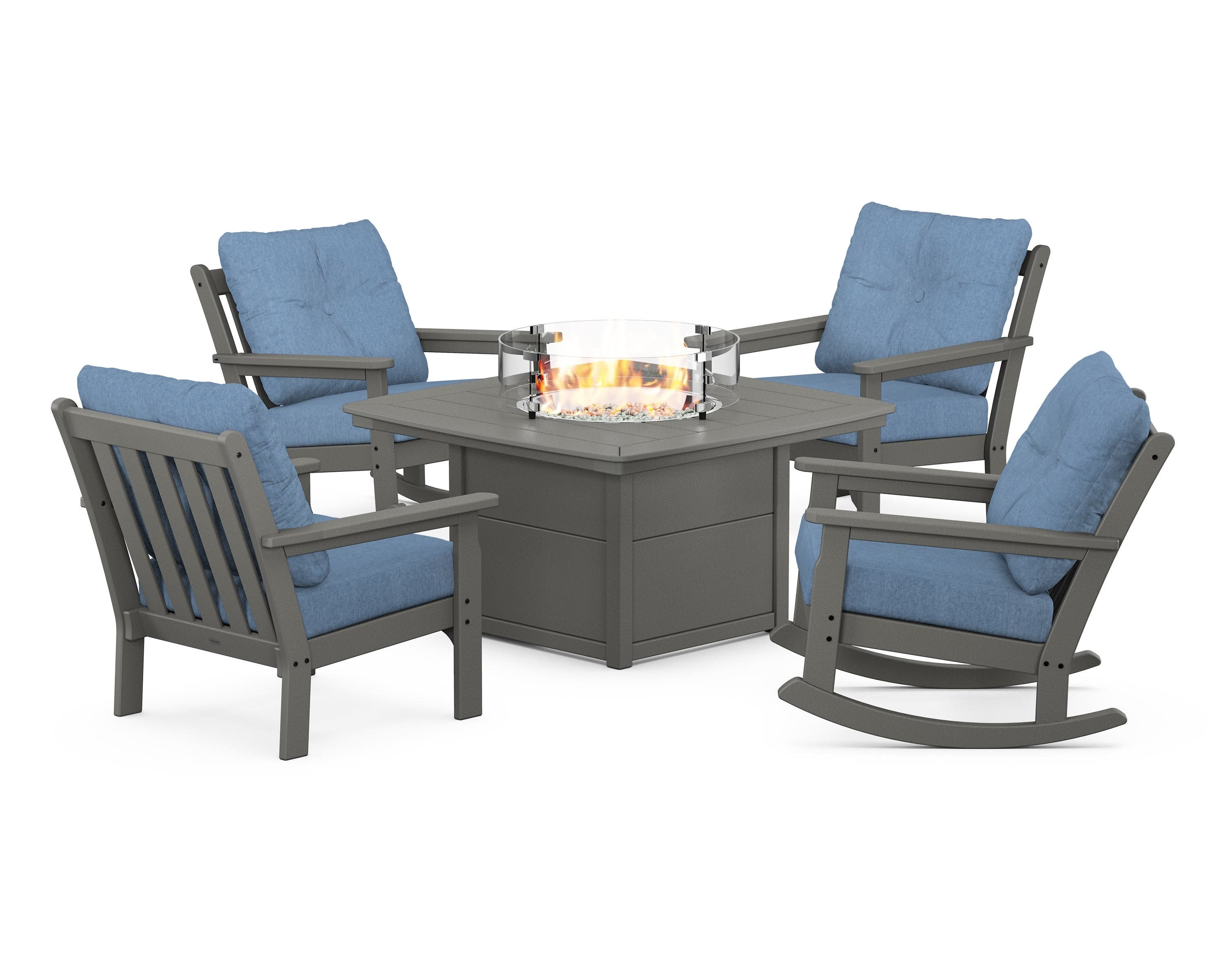 Vineyard 5-Piece Deep Seating Rocking Chair Conversation Set with Fire Pit Table - Image 102