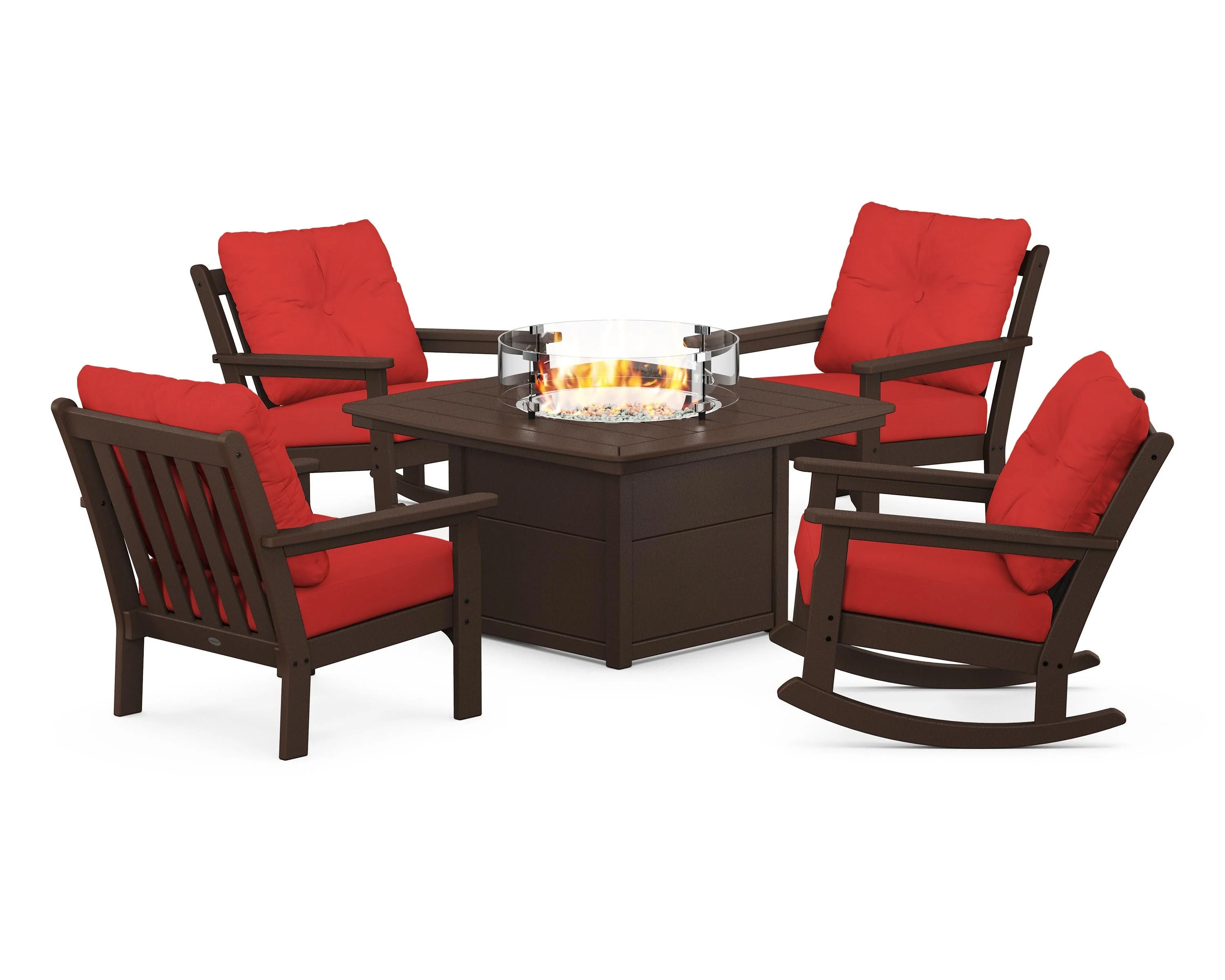 Vineyard 5-Piece Deep Seating Rocking Chair Conversation Set with Fire Pit Table - Image 110