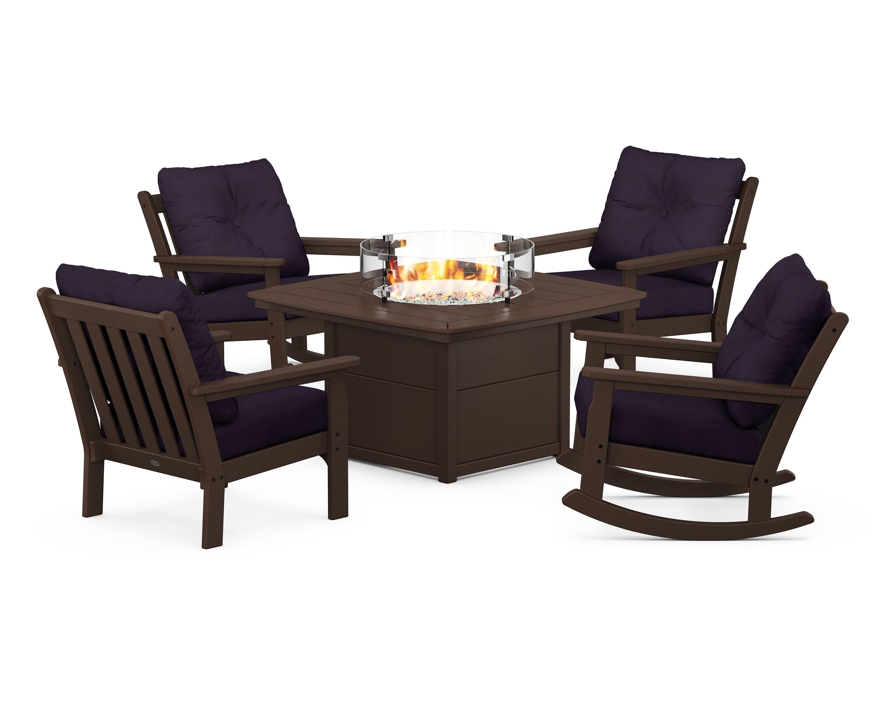 Vineyard 5-Piece Deep Seating Rocking Chair Conversation Set with Fire Pit Table - Image 136