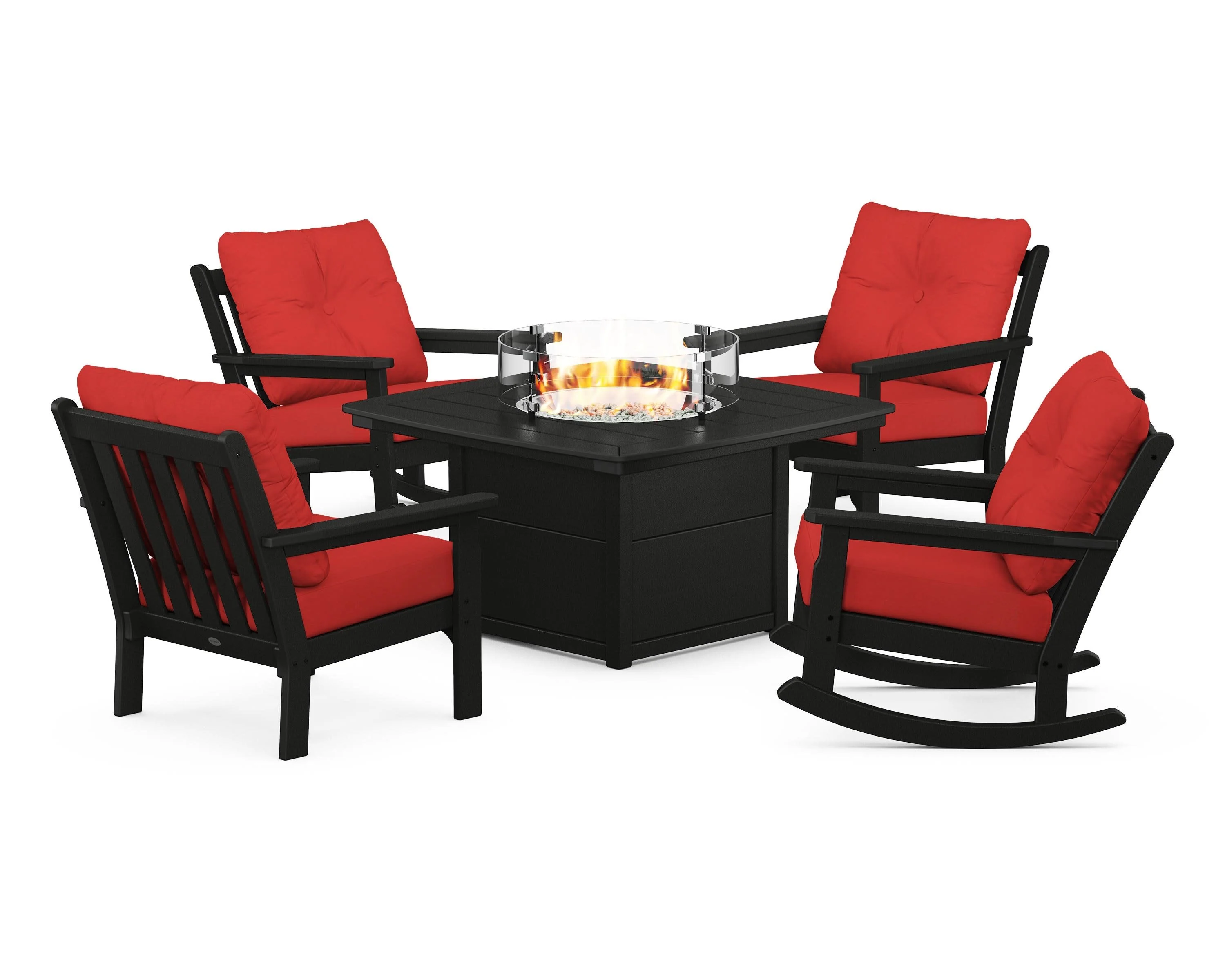 Vineyard 5-Piece Deep Seating Rocking Chair Conversation Set with Fire Pit Table - Image 144