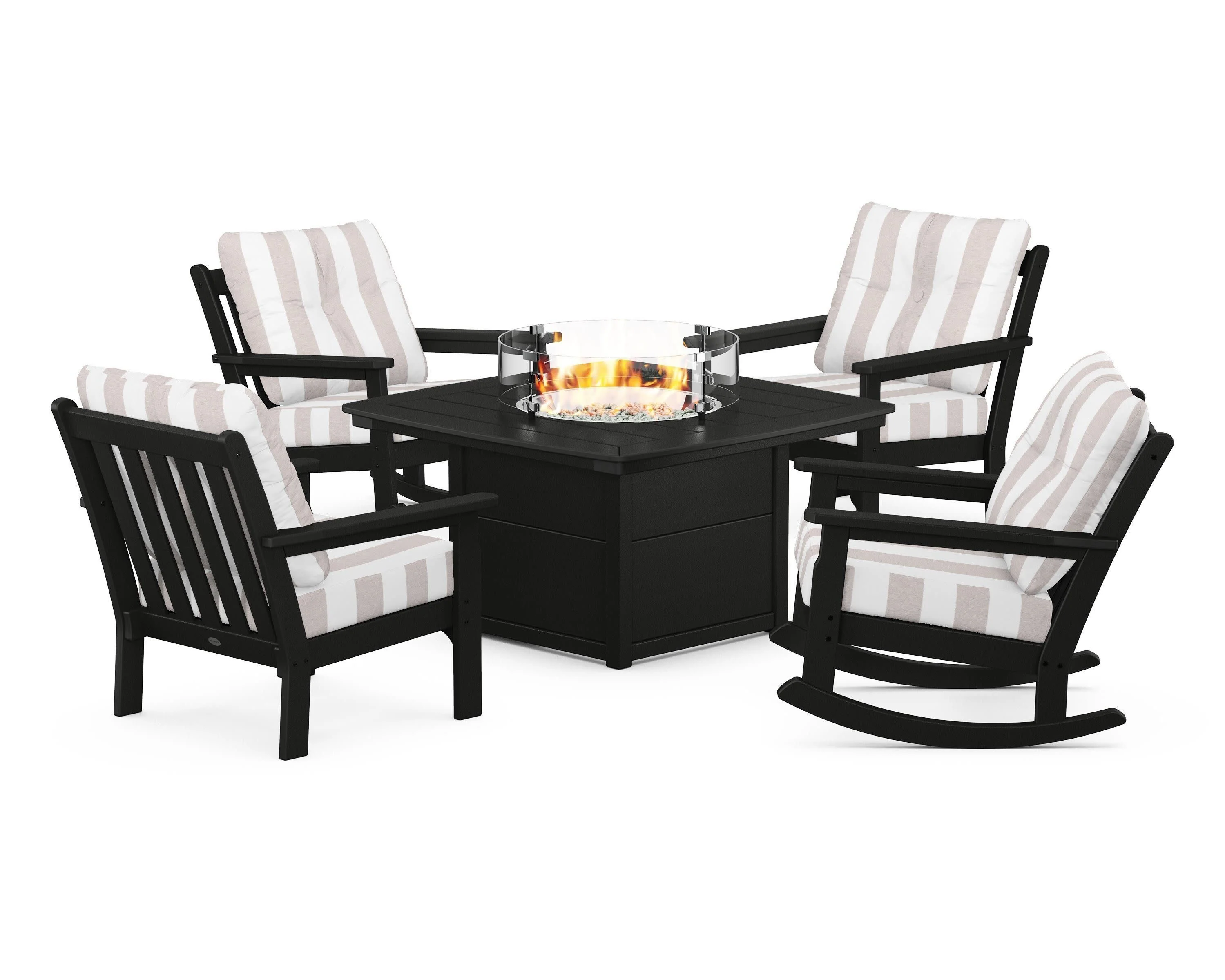 Vineyard 5-Piece Deep Seating Rocking Chair Conversation Set with Fire Pit Table - Image 155