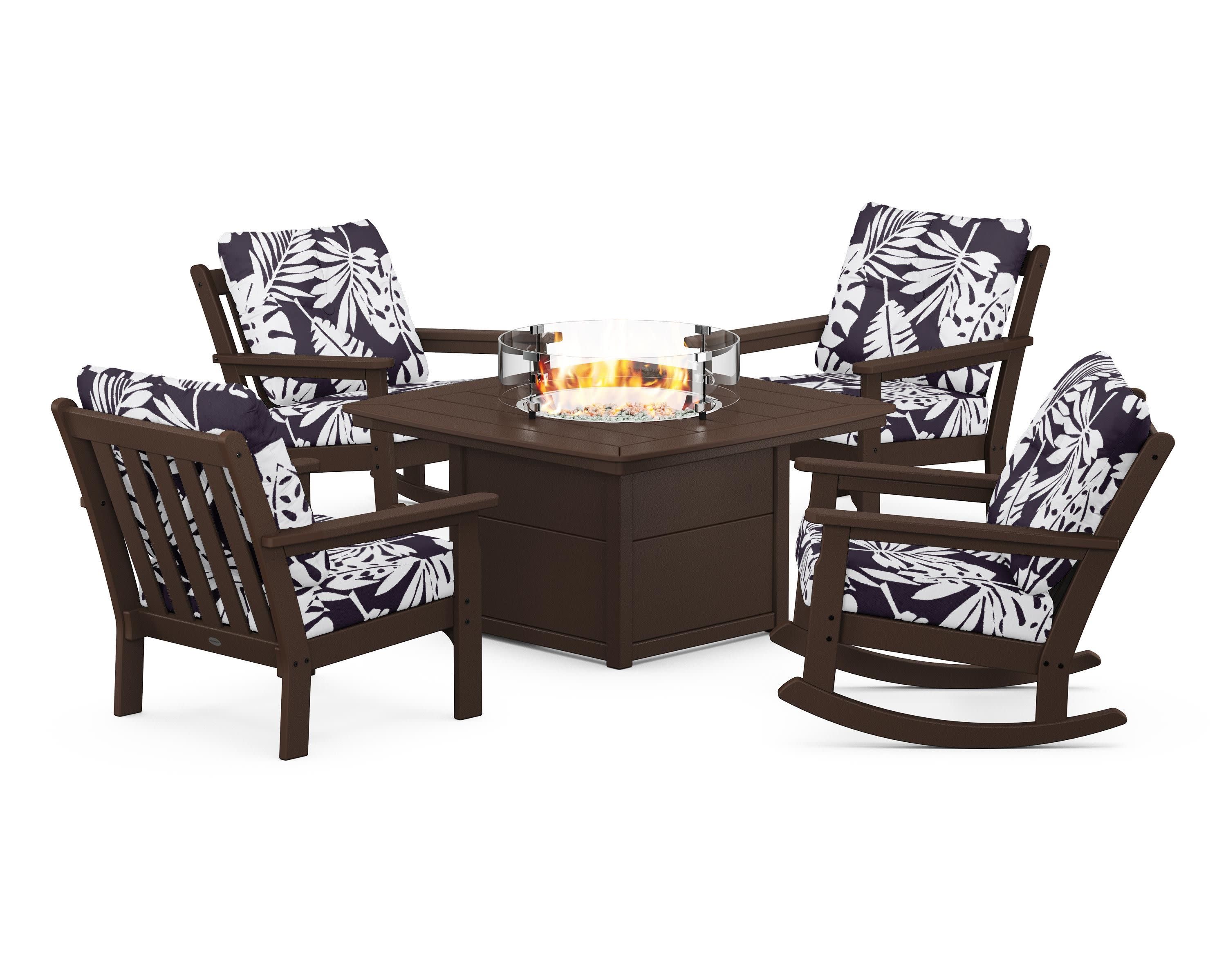 Vineyard 5-Piece Deep Seating Rocking Chair Conversation Set with Fire Pit Table - Image 170