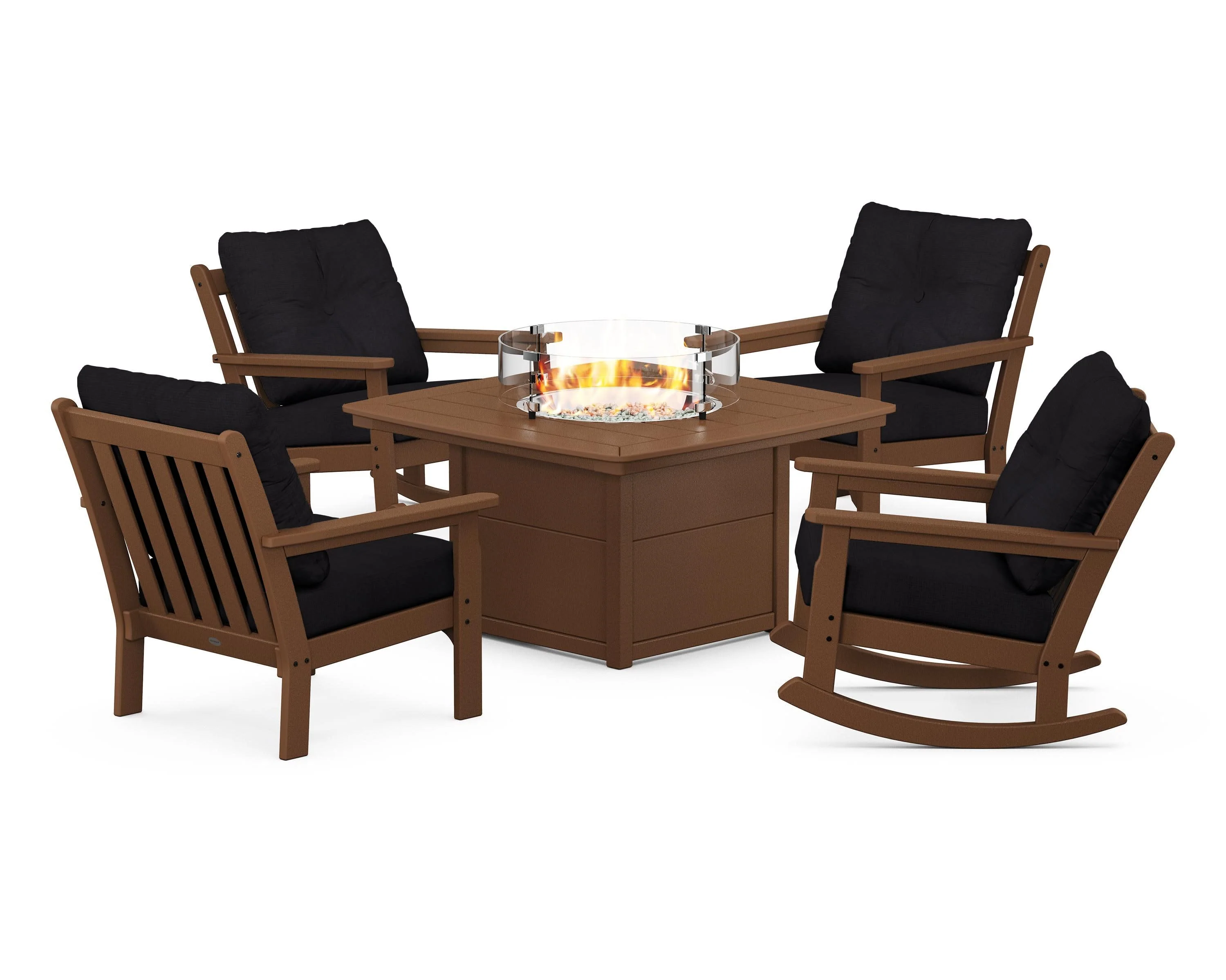 Vineyard 5-Piece Deep Seating Rocking Chair Conversation Set with Fire Pit Table - Image 182