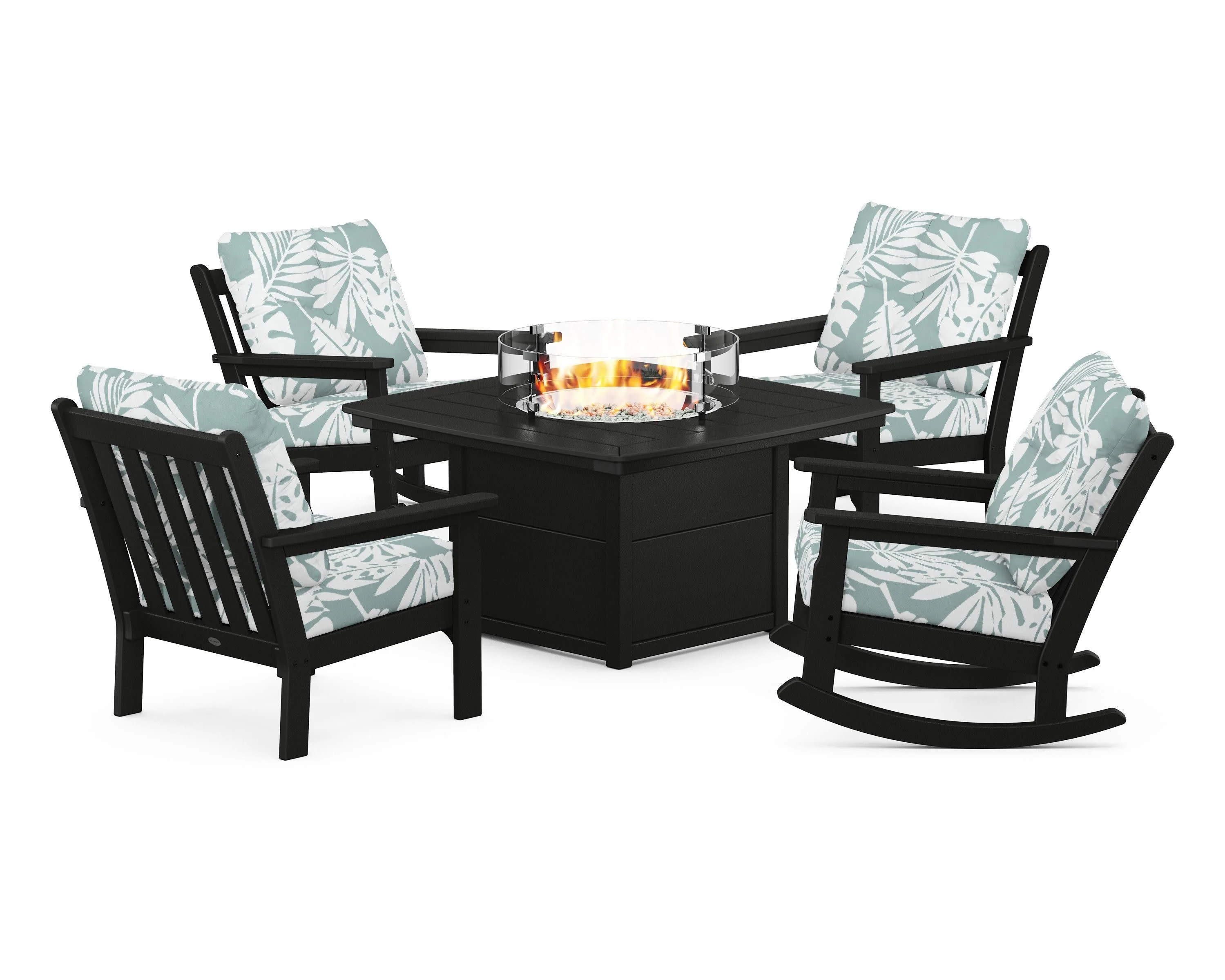 Vineyard 5-Piece Deep Seating Rocking Chair Conversation Set with Fire Pit Table - Image 185
