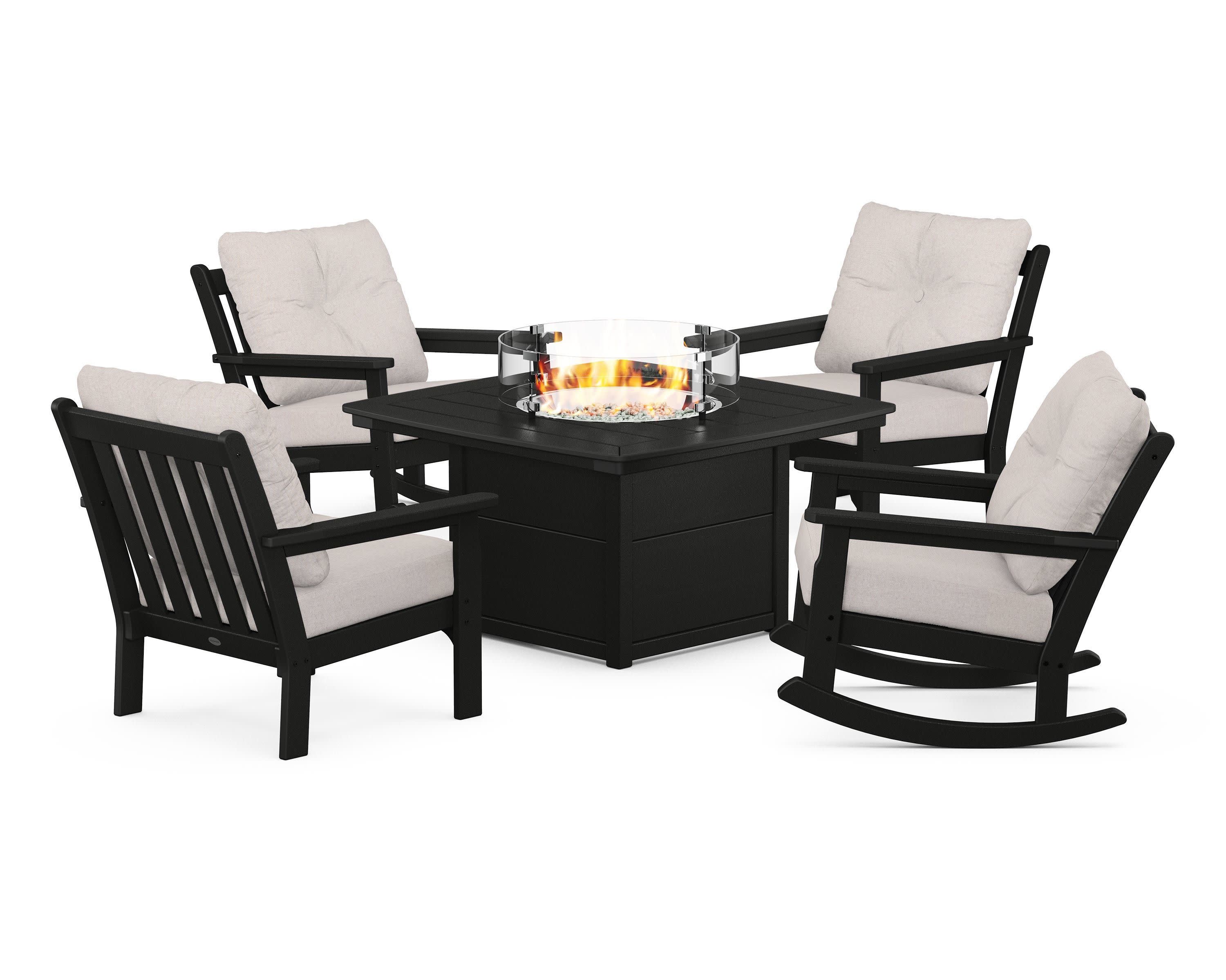 Vineyard 5-Piece Deep Seating Rocking Chair Conversation Set with Fire Pit Table - Image 193