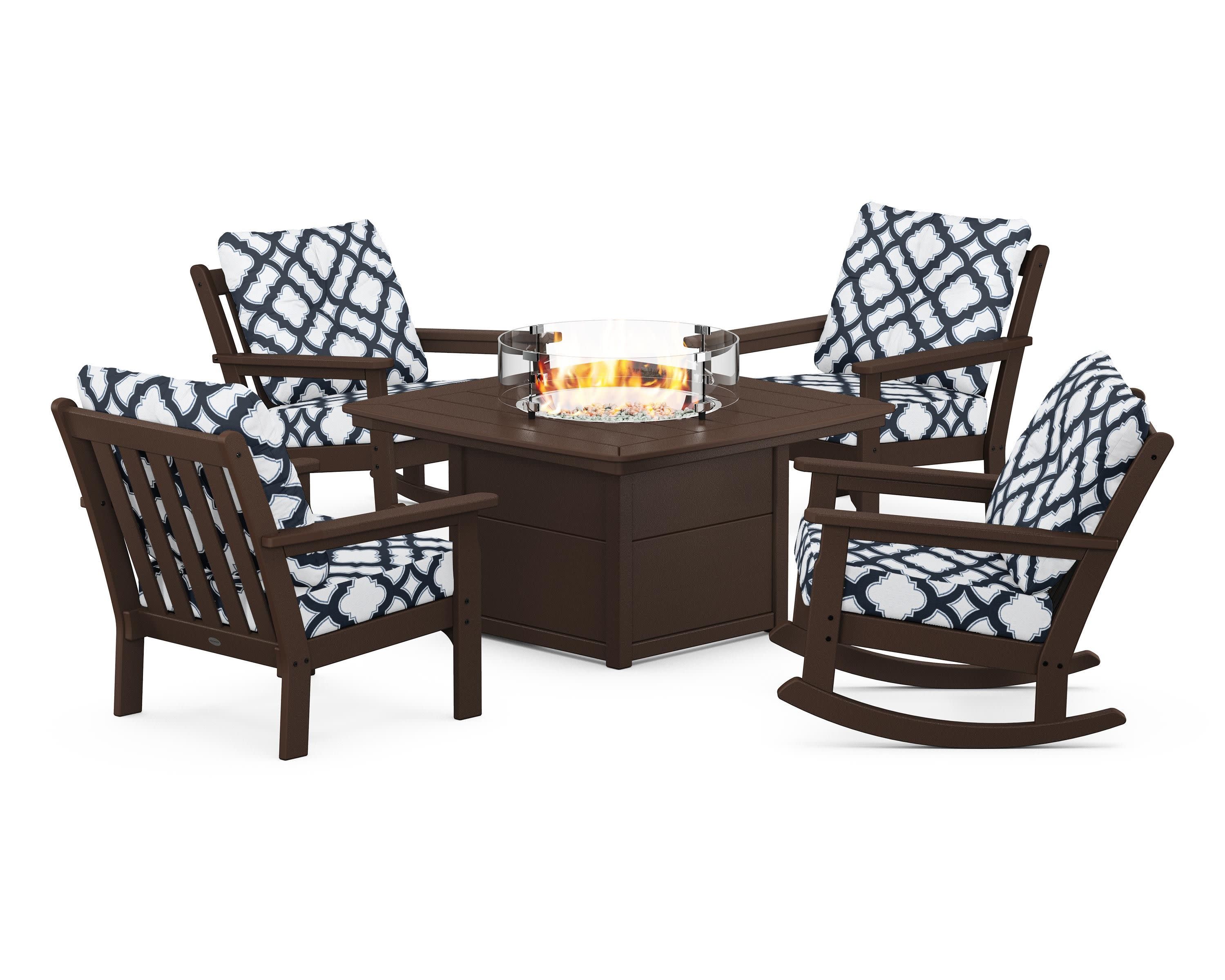 Vineyard 5-Piece Deep Seating Rocking Chair Conversation Set with Fire Pit Table - Image 198
