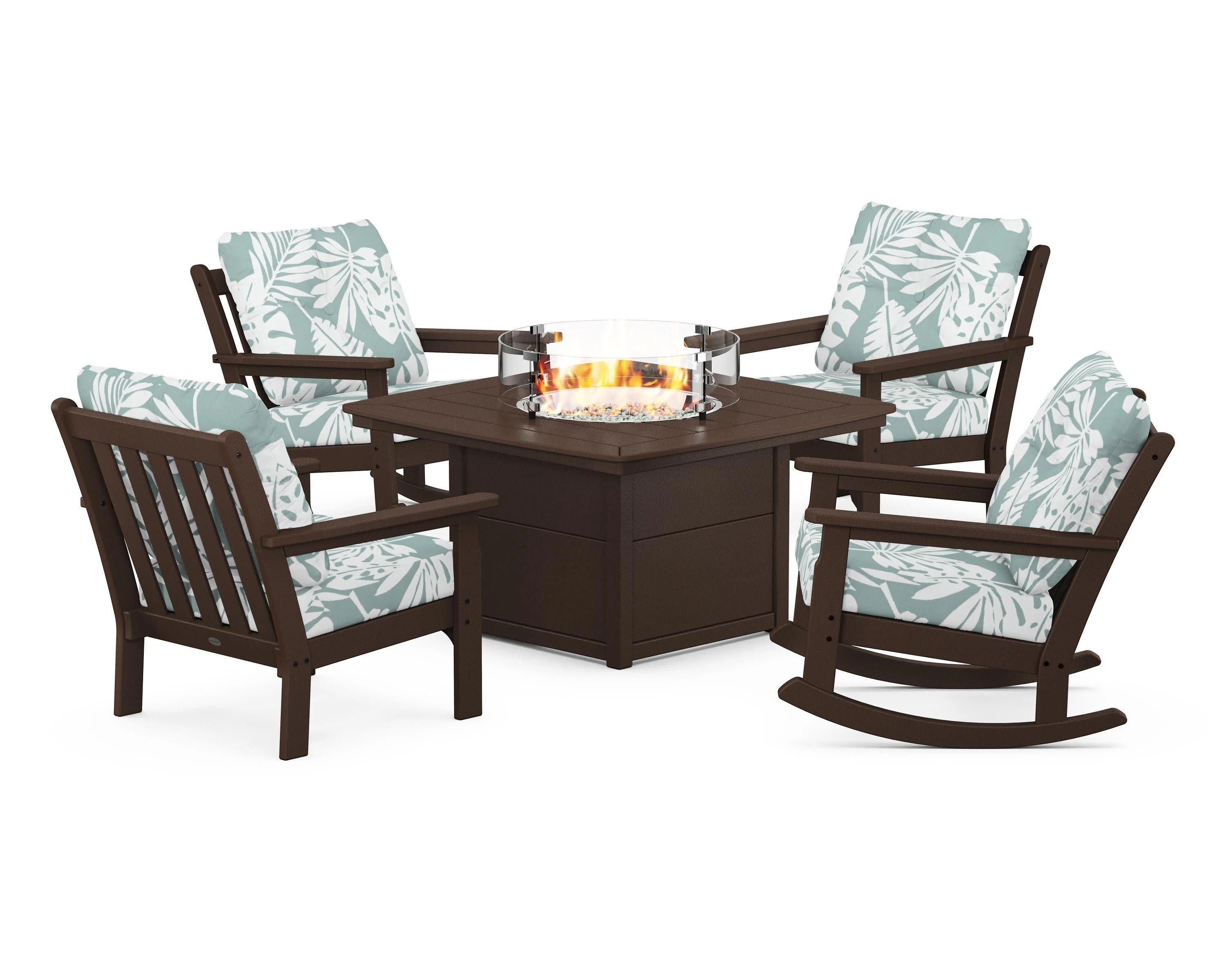 Vineyard 5-Piece Deep Seating Rocking Chair Conversation Set with Fire Pit Table - Image 211
