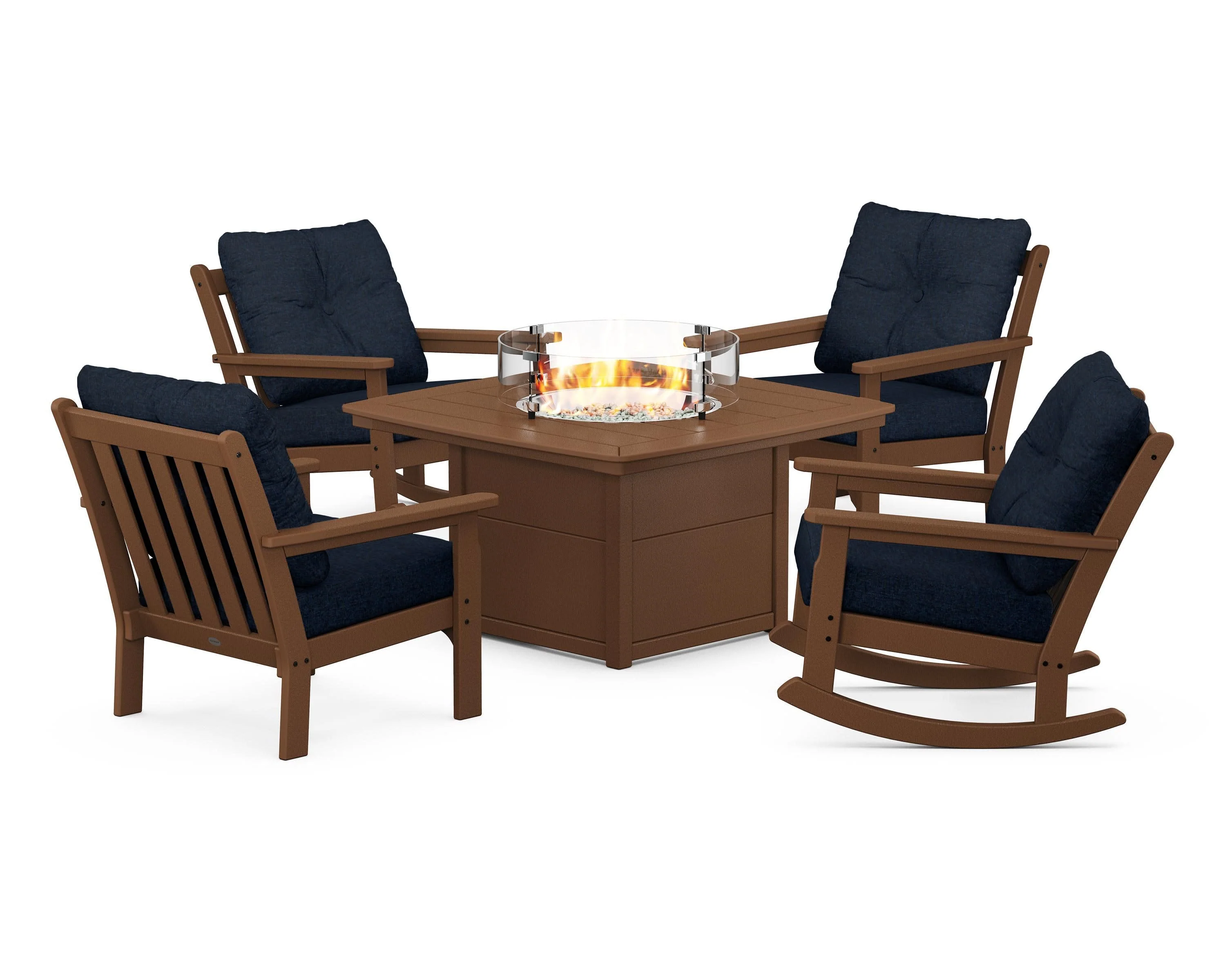 Vineyard 5-Piece Deep Seating Rocking Chair Conversation Set with Fire Pit Table - Image 64
