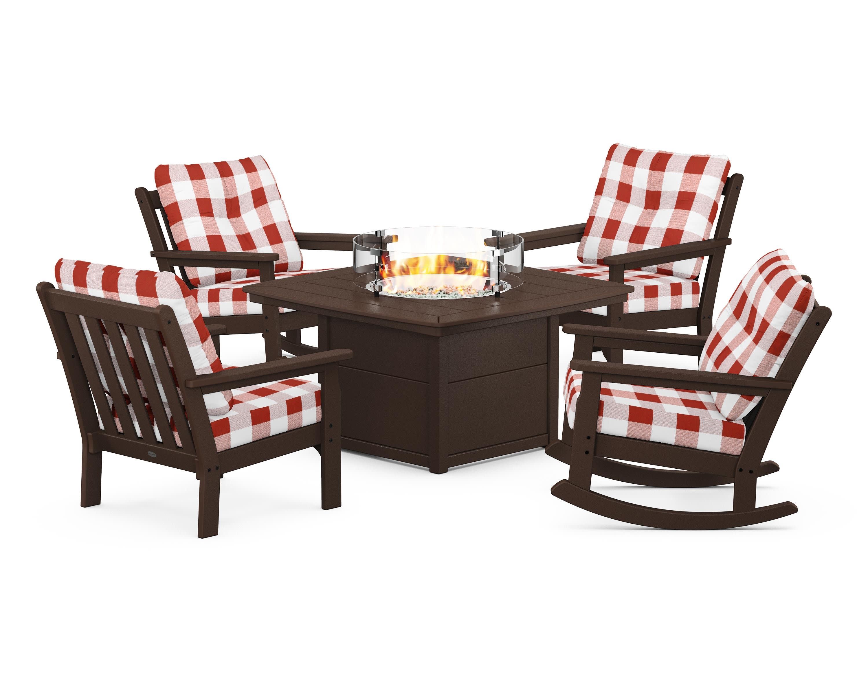 Vineyard 5-Piece Deep Seating Rocking Chair Conversation Set with Fire Pit Table - Image 74