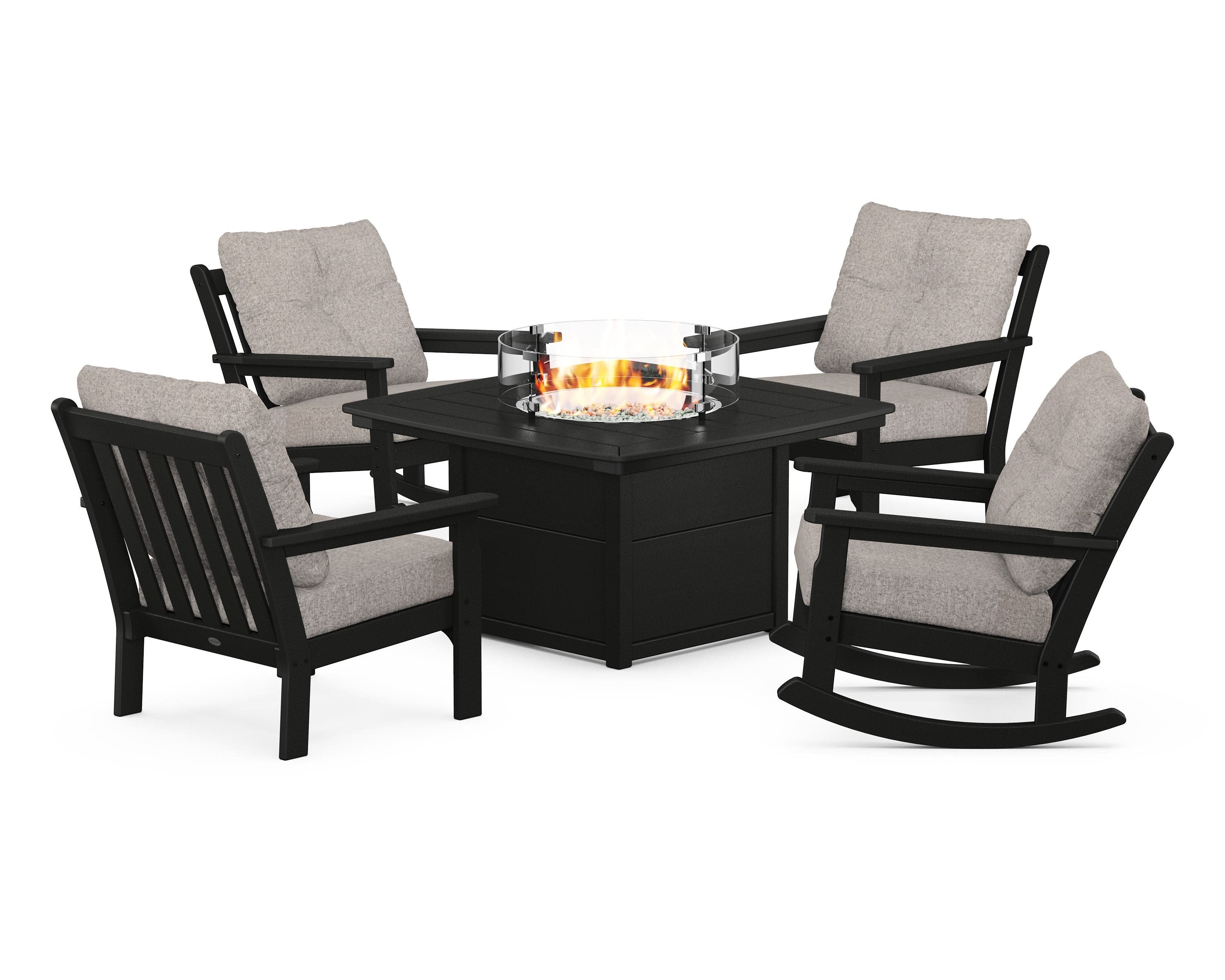 Vineyard 5-Piece Deep Seating Rocking Chair Conversation Set with Fire Pit Table - Image 84