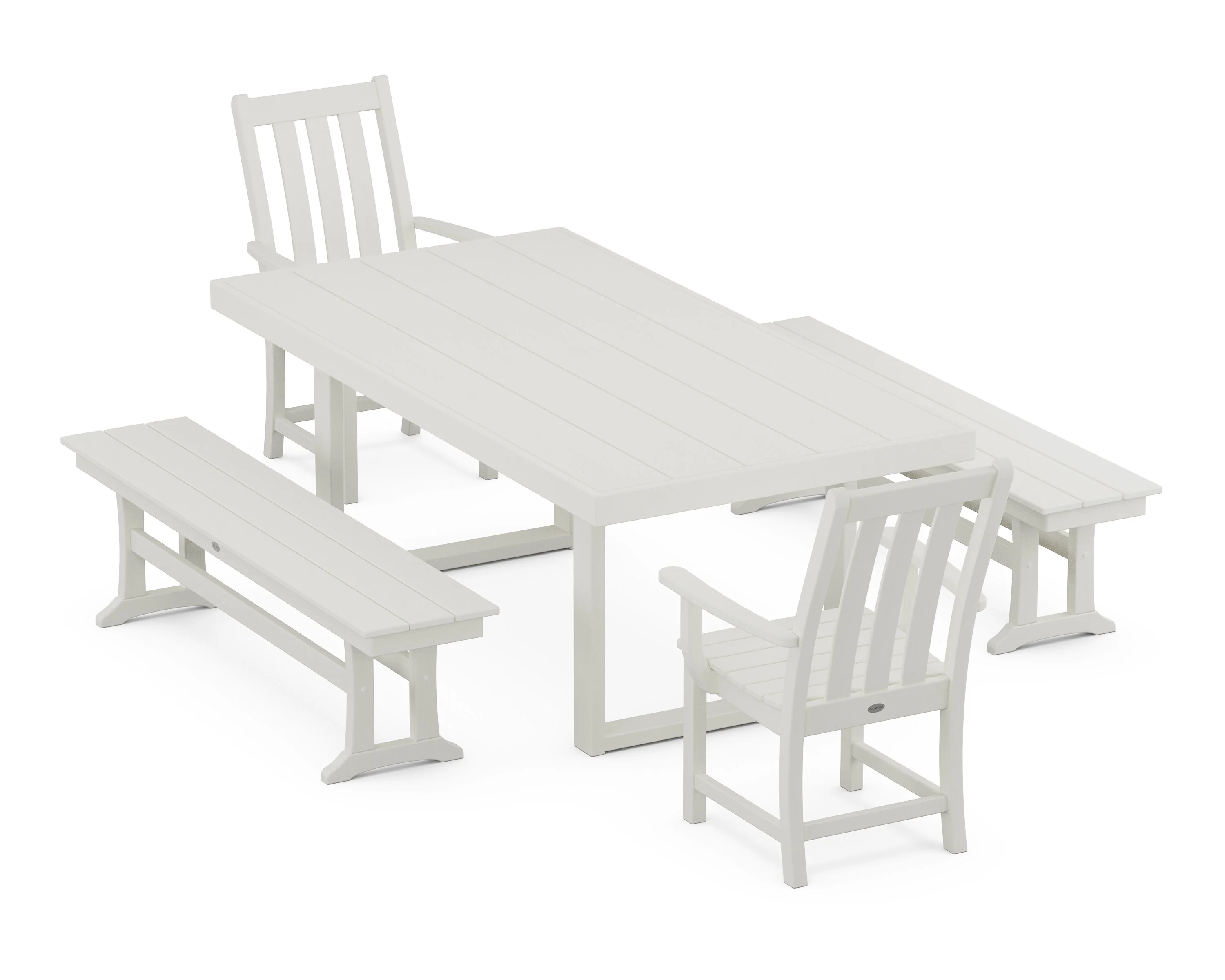 Vineyard 5-Piece Dining Set with Benches - Image 11