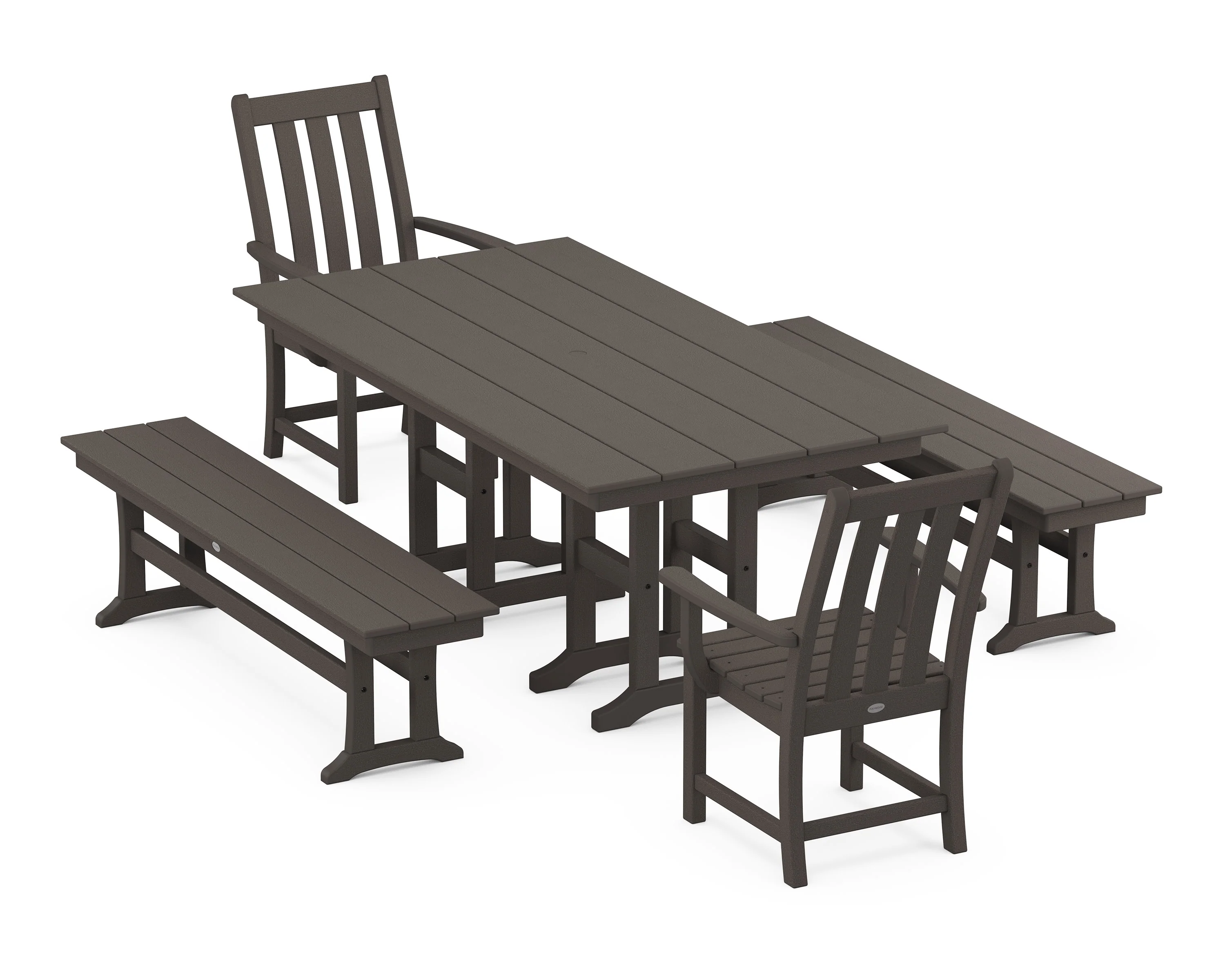 Vineyard 5-Piece Farmhouse Dining Set with Benches - Image 10