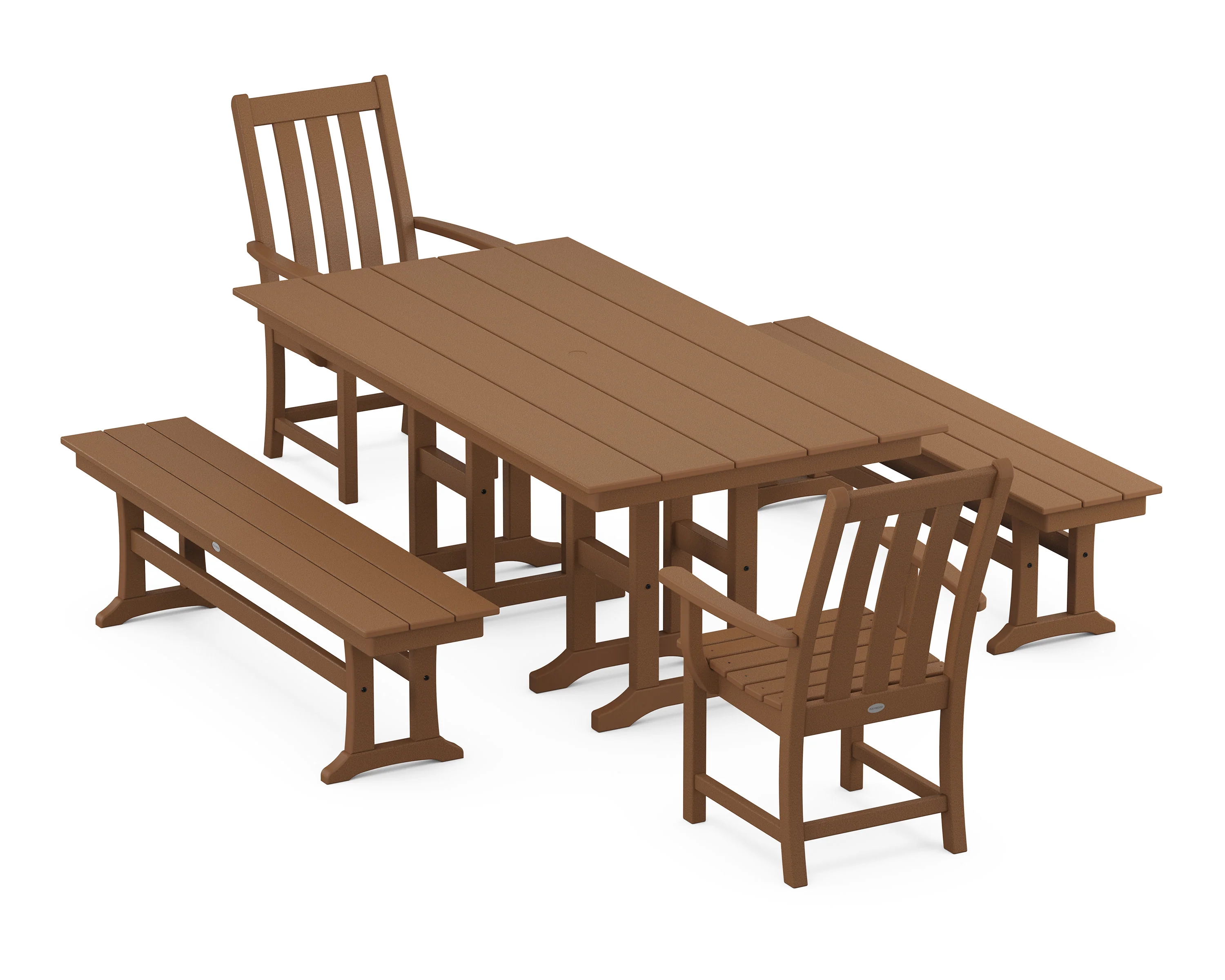 Vineyard 5-Piece Farmhouse Dining Set with Benches - Image 12