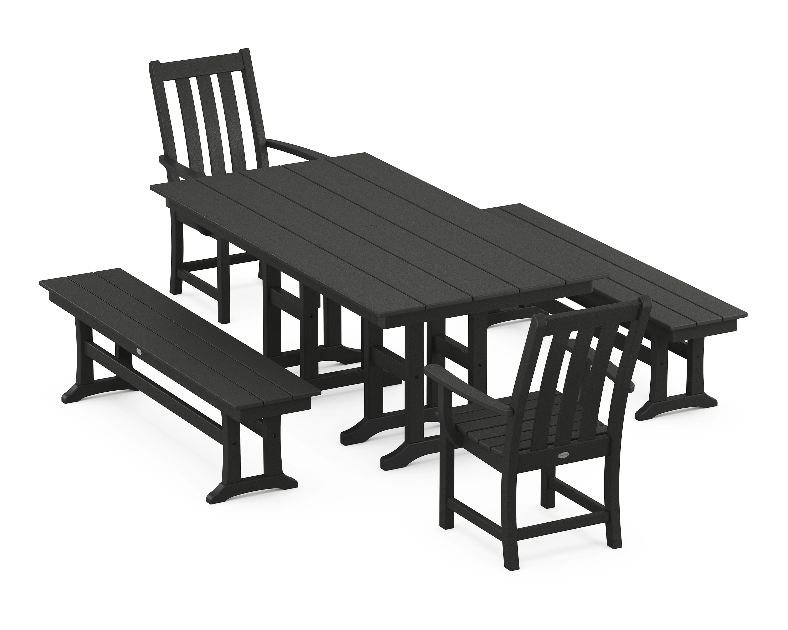 Vineyard 5-Piece Farmhouse Dining Set with Benches - Image 6