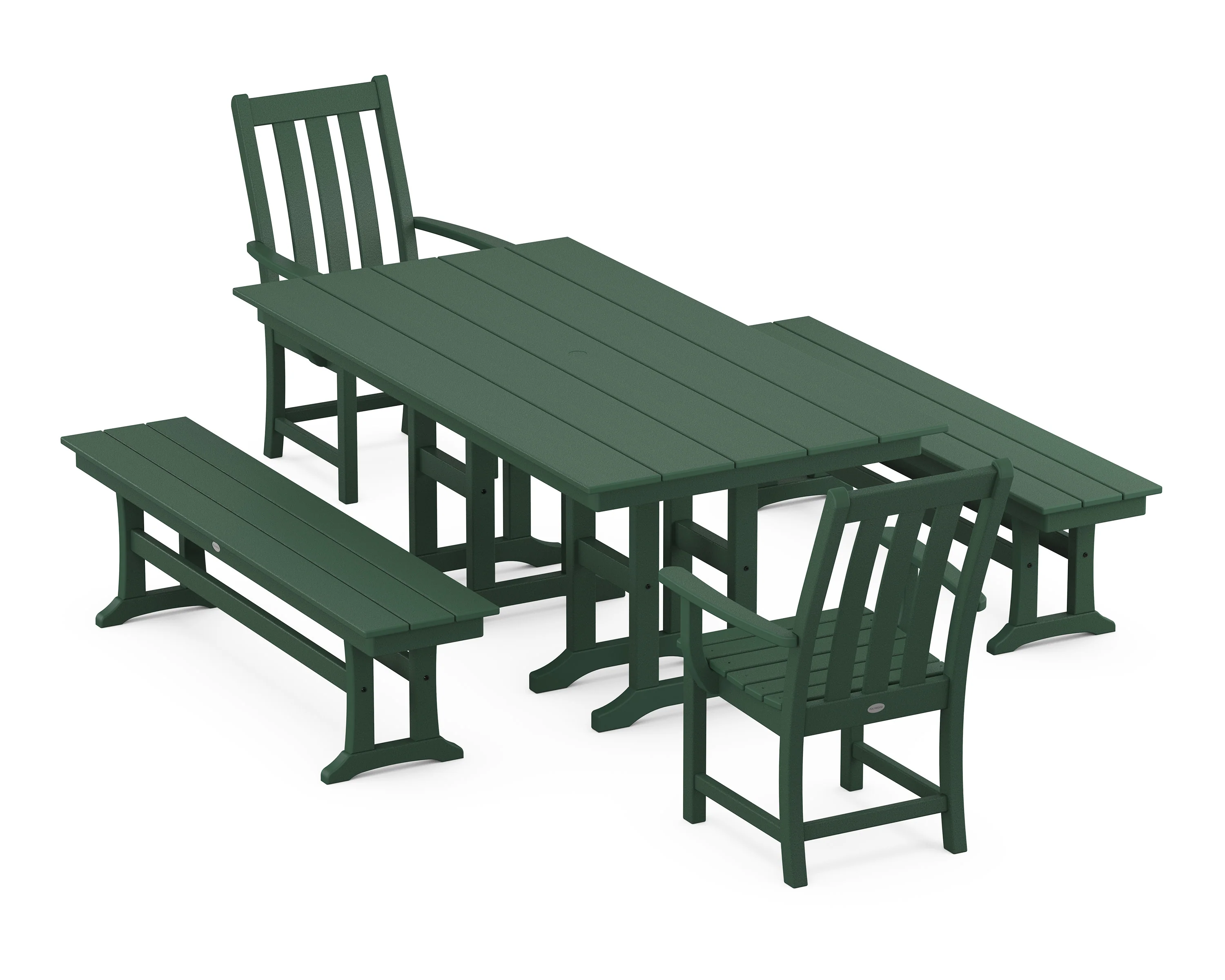 Vineyard 5-Piece Farmhouse Dining Set with Benches - Image 7