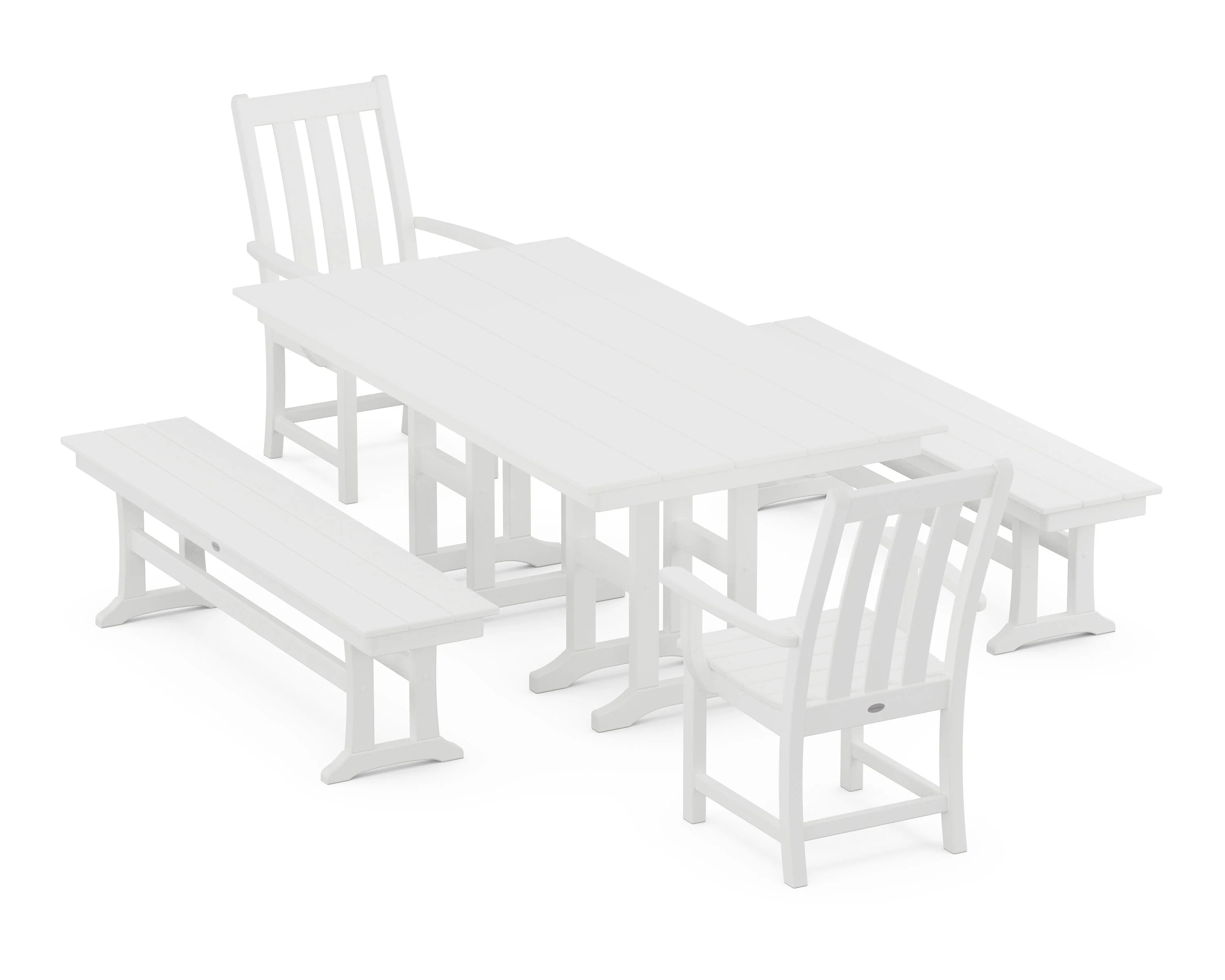 Vineyard 5-Piece Farmhouse Dining Set with Benches - Image 8