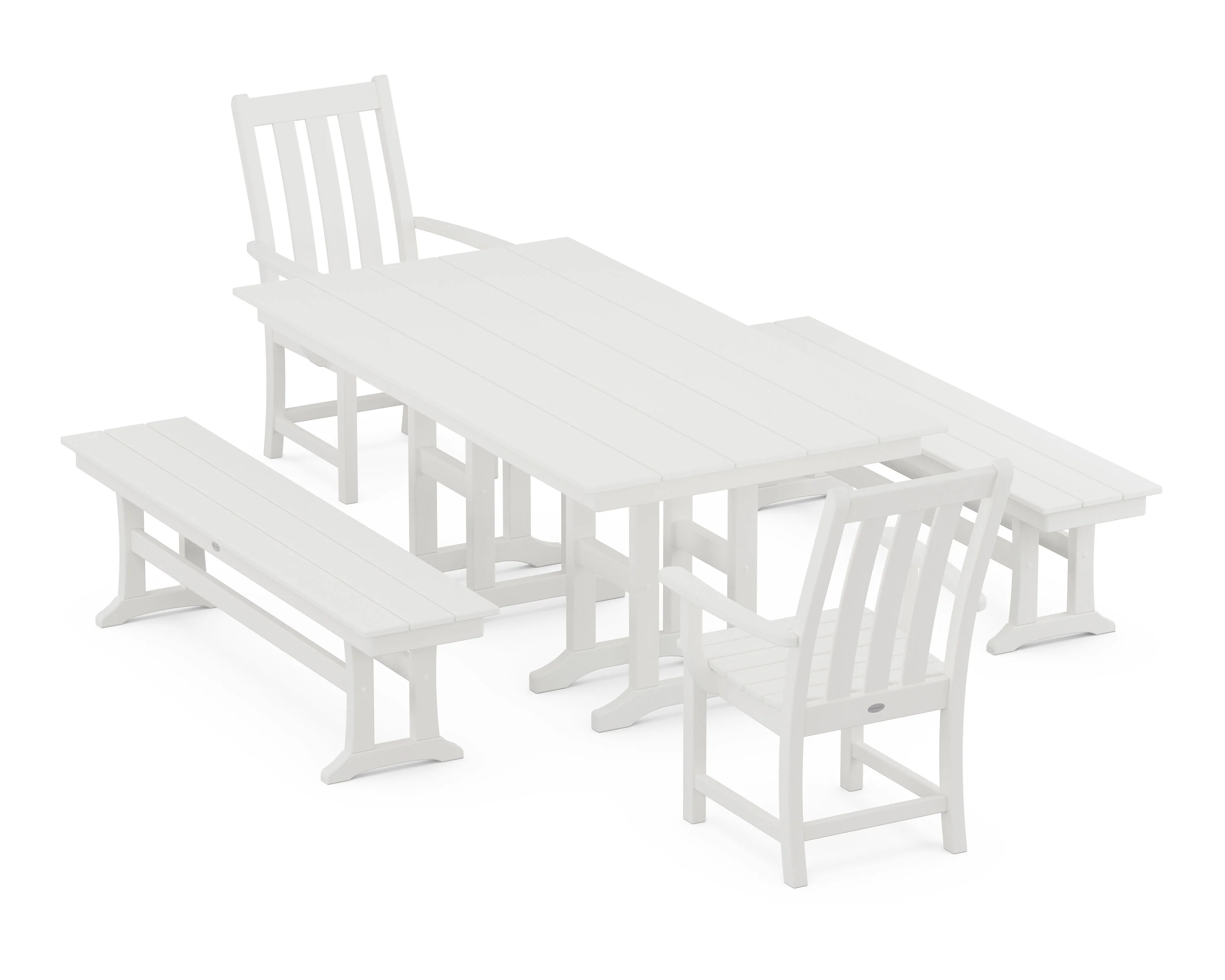 Vineyard 5-Piece Farmhouse Dining Set with Benches - Image 9