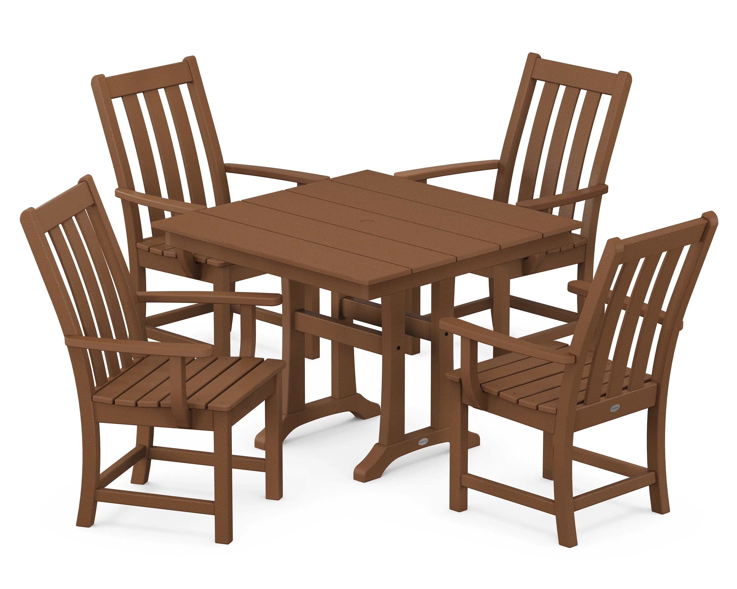 Vineyard 5-Piece Farmhouse Trestle Arm Chair Dining Set - Image 6