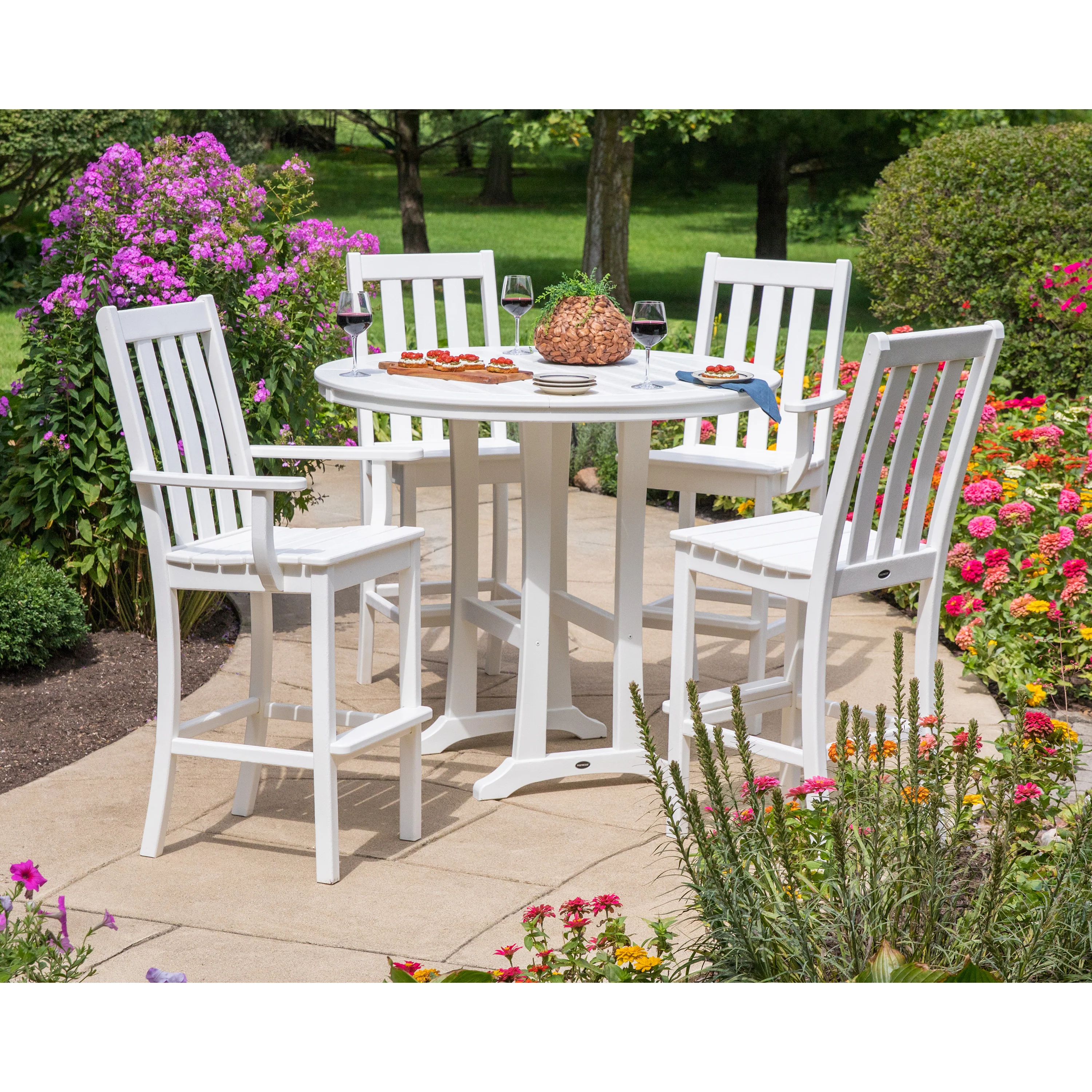Vineyard 5-Piece Nautical Trestle Bar Set - Image 3