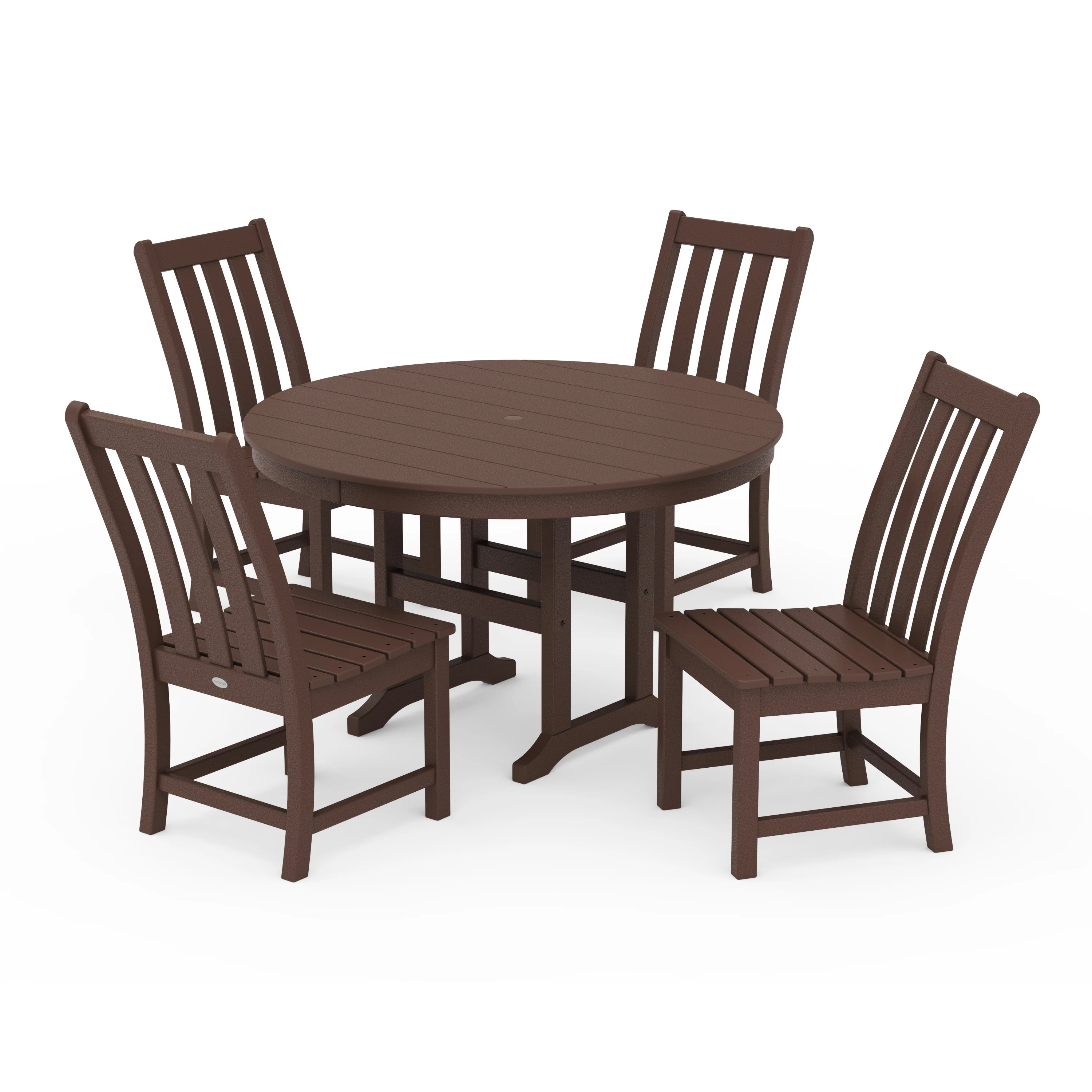 Vineyard 5-Piece Round Farmhouse Side Chair Dining Set - Image 5