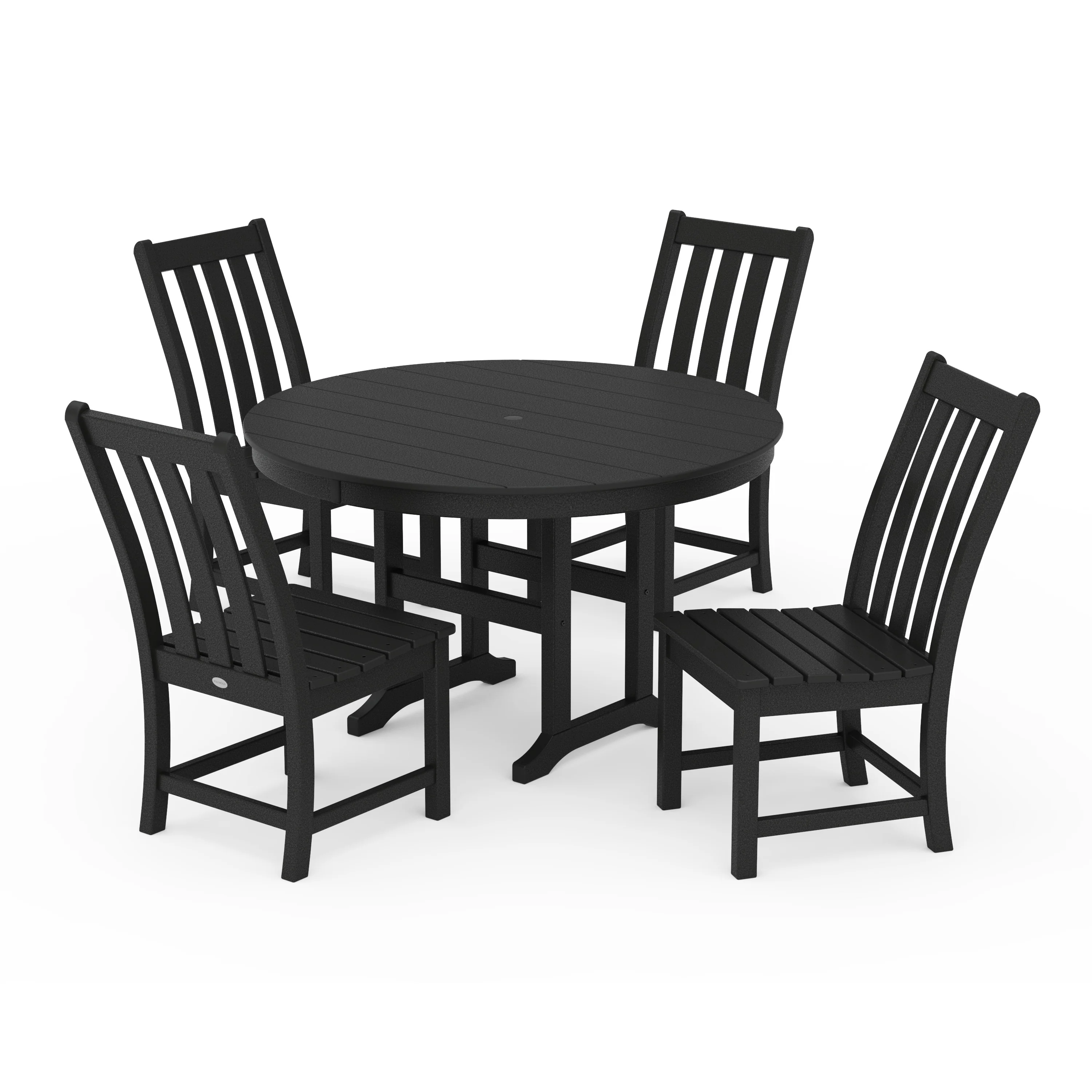 Vineyard 5-Piece Round Farmhouse Side Chair Dining Set - Image 8