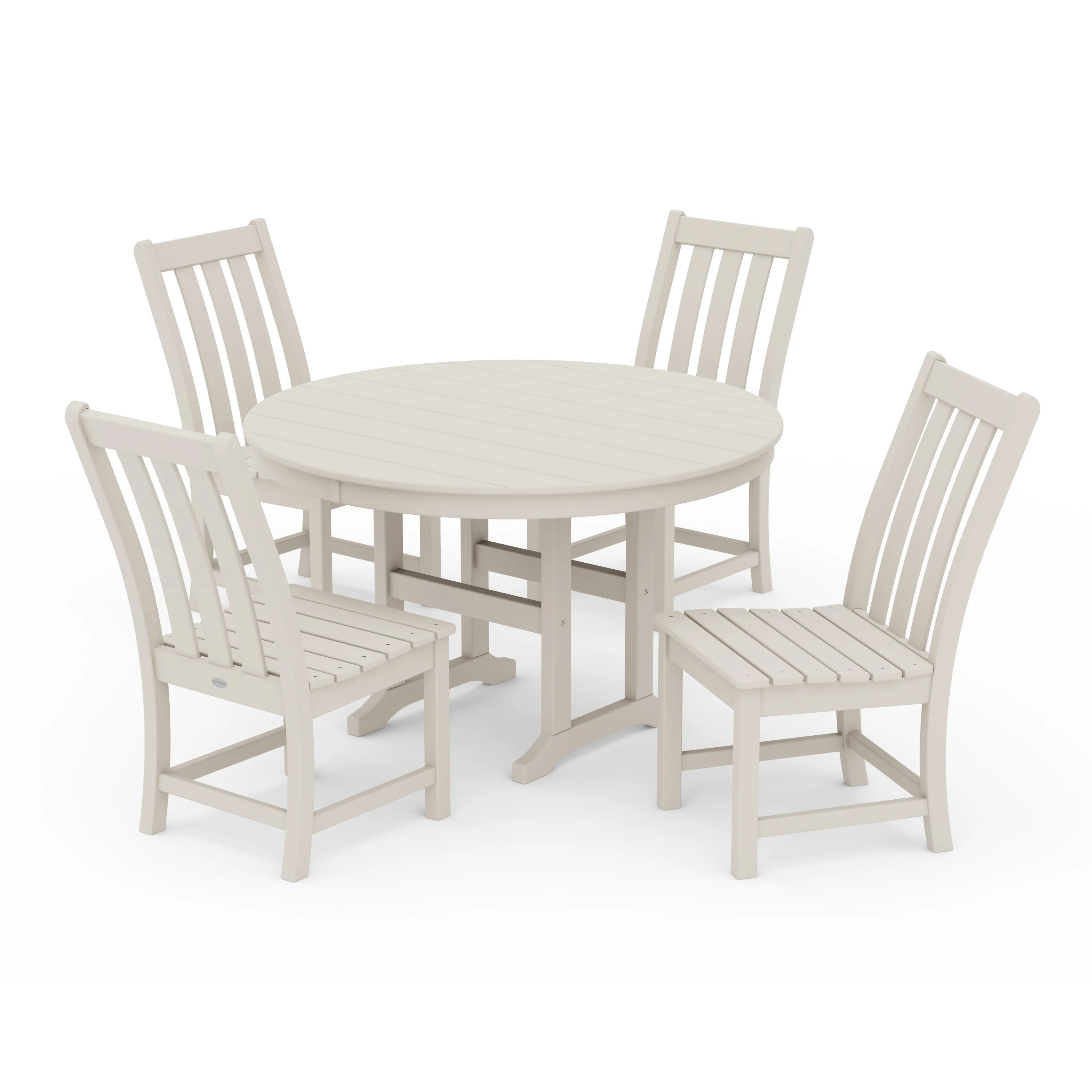 Vineyard 5-Piece Round Farmhouse Side Chair Dining Set - Image 9