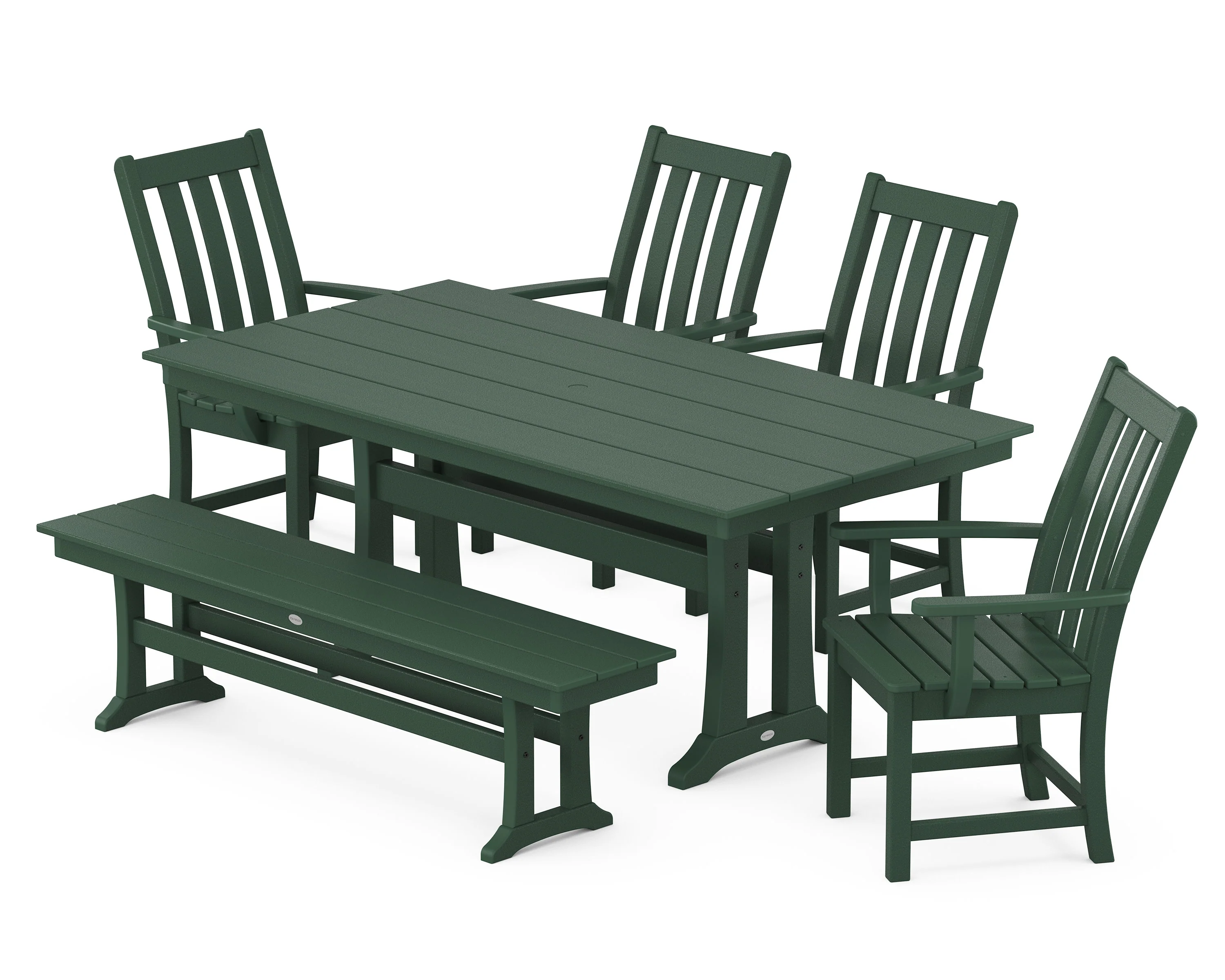 Vineyard 6-Piece Arm Chair Farmhouse Dining Set with Trestle Legs and Bench - Image 5