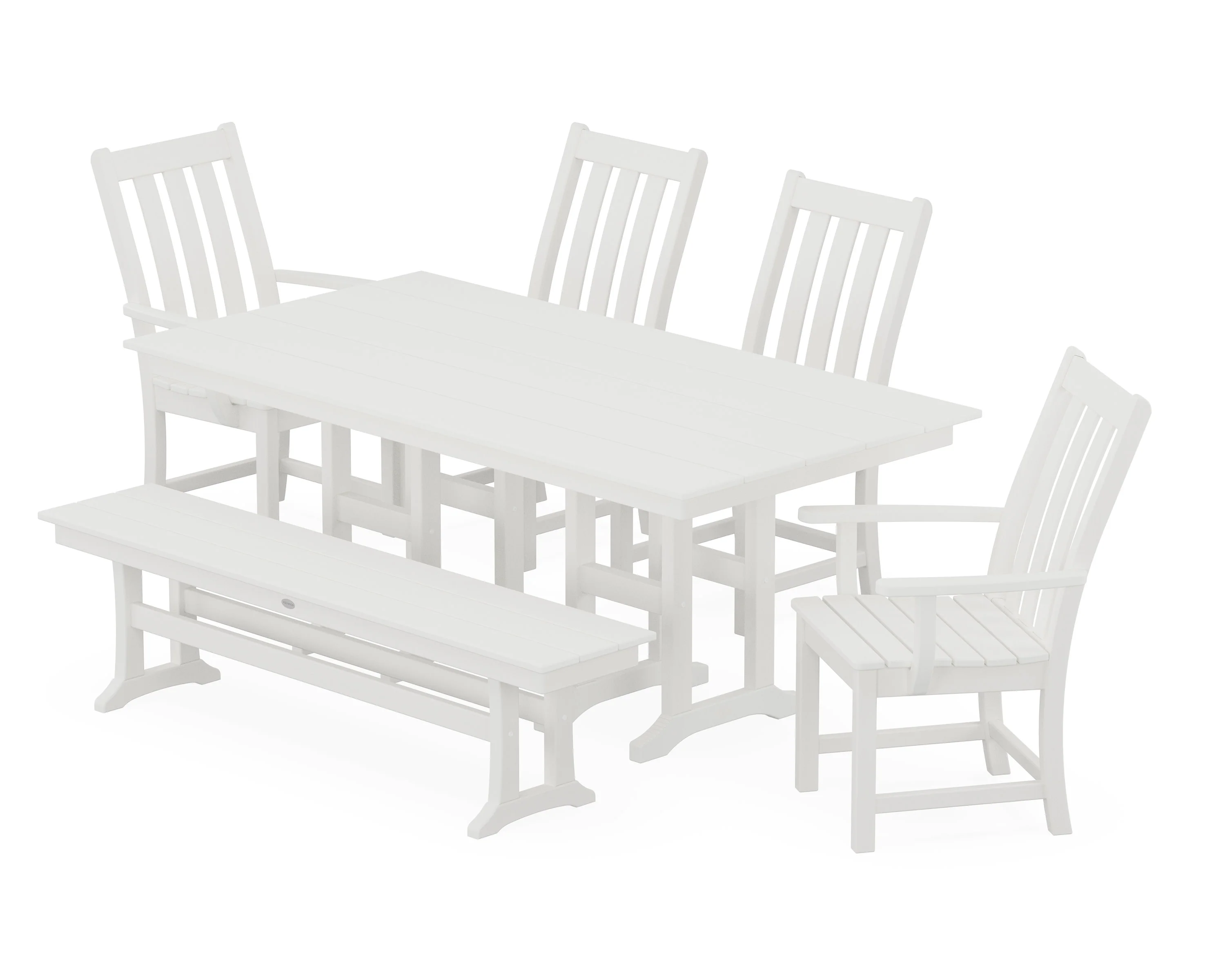 Vineyard 6-Piece Farmhouse Dining Set with Bench - Image 7