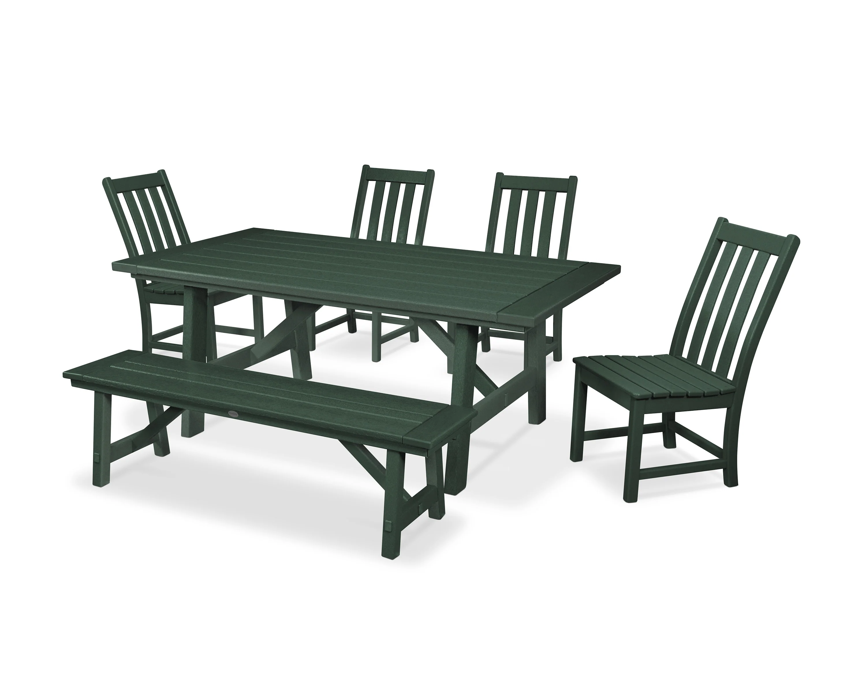 Vineyard 6-Piece Rustic Farmhouse Side Chair Dining Set with Bench - Image 12