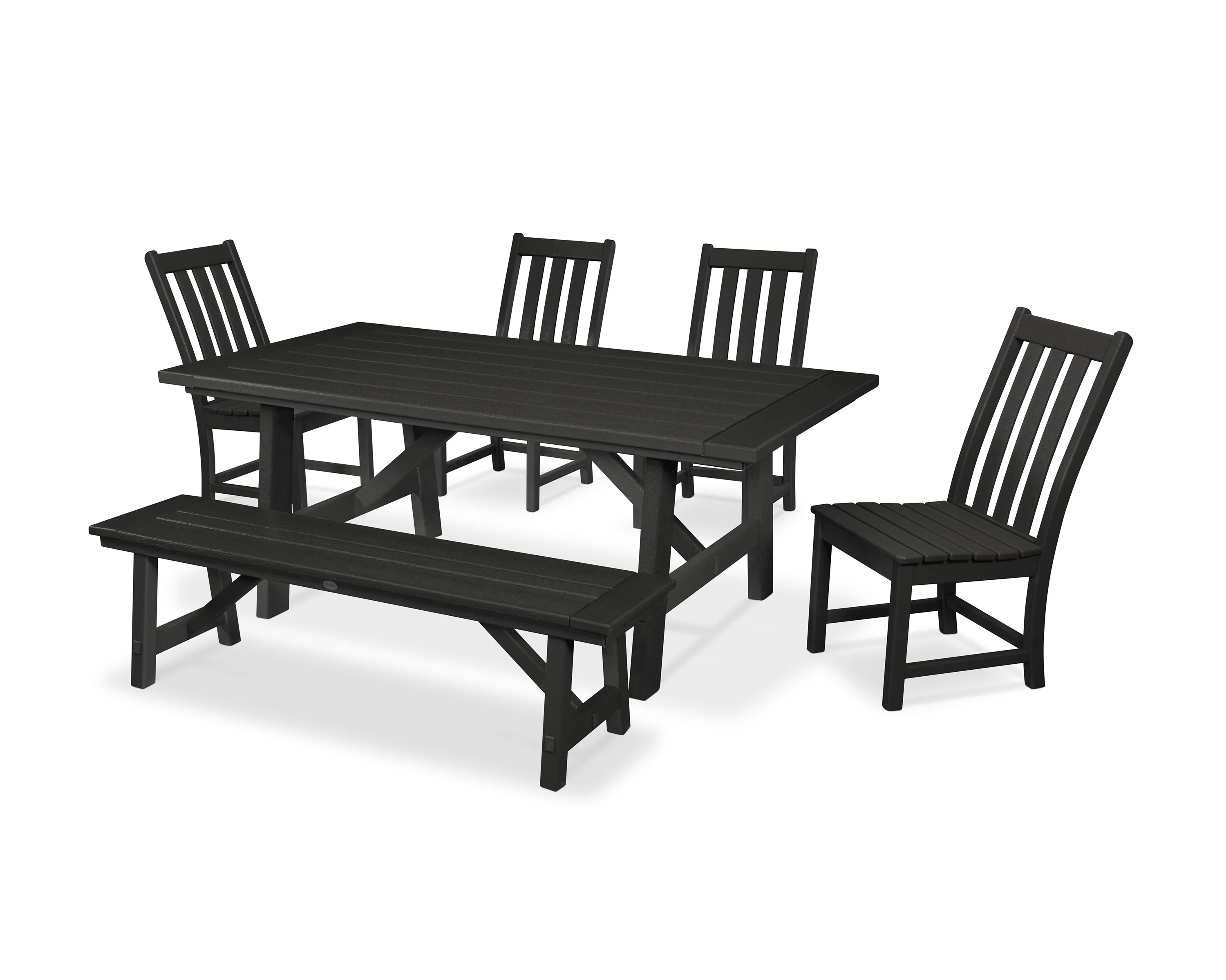 Vineyard 6-Piece Rustic Farmhouse Side Chair Dining Set with Bench - Image 14