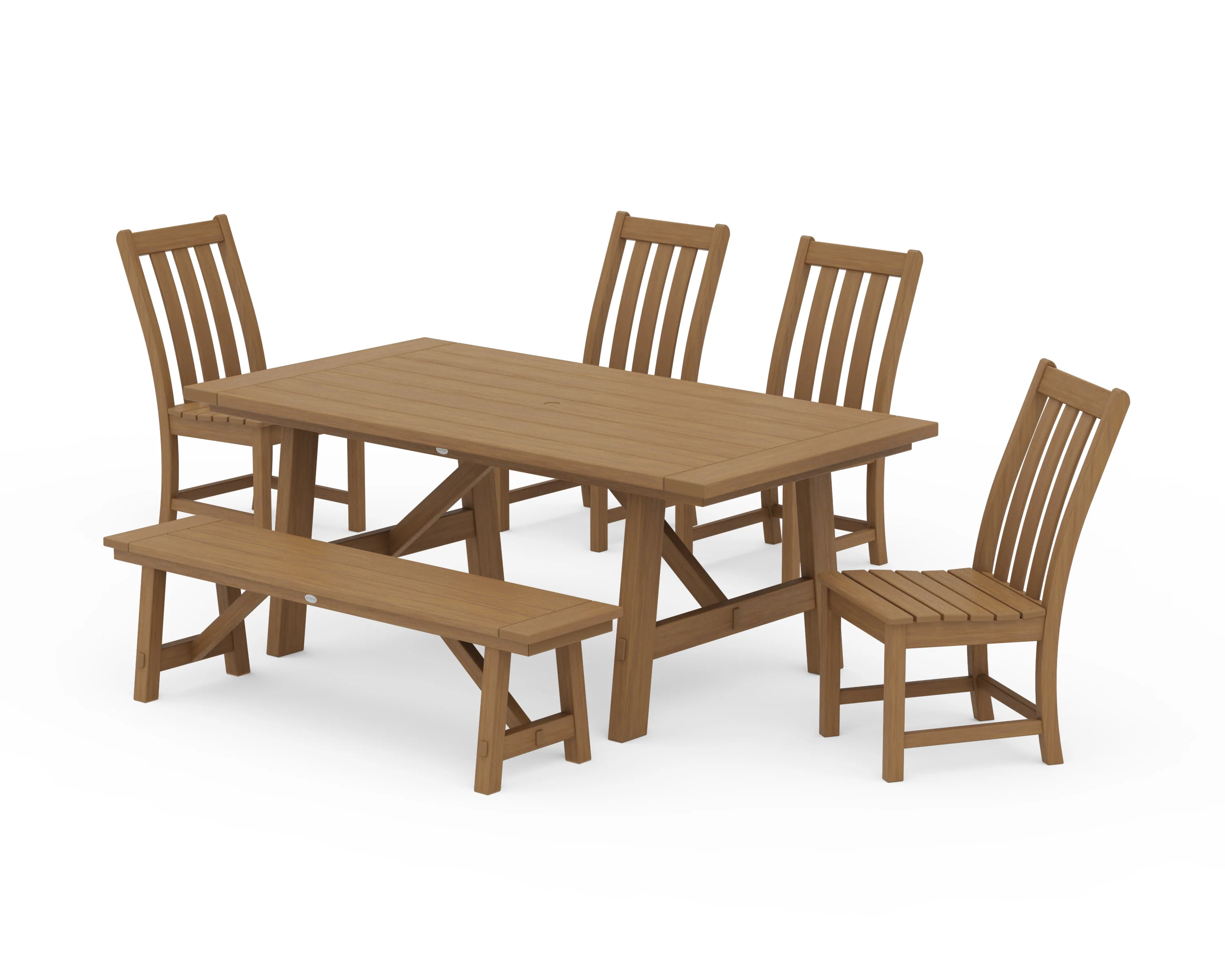 Vineyard 6-Piece Rustic Farmhouse Side Chair Dining Set with Bench - Image 16