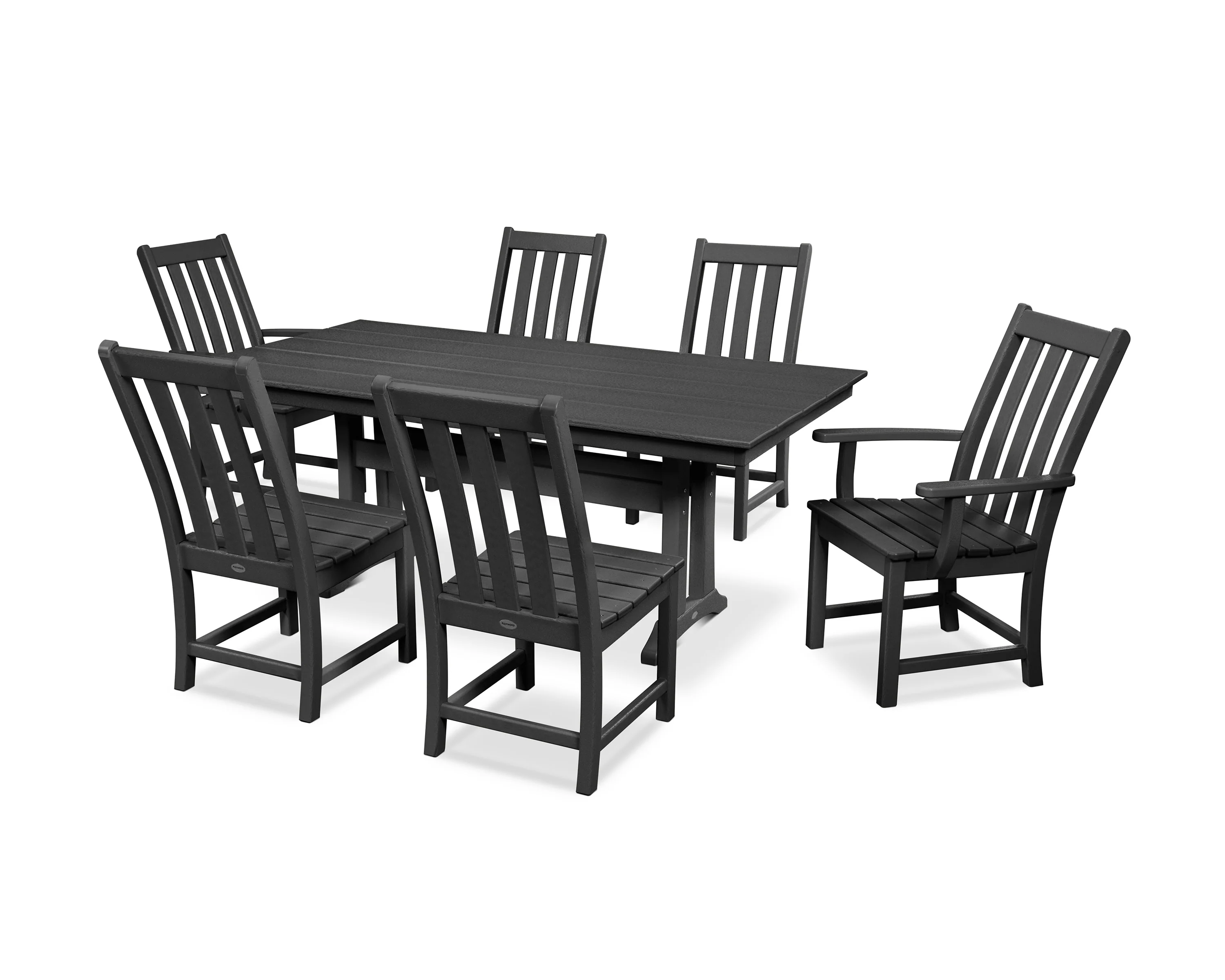 Vineyard 7-Piece Farmhouse Dining Set with Trestle Legs - Image 10