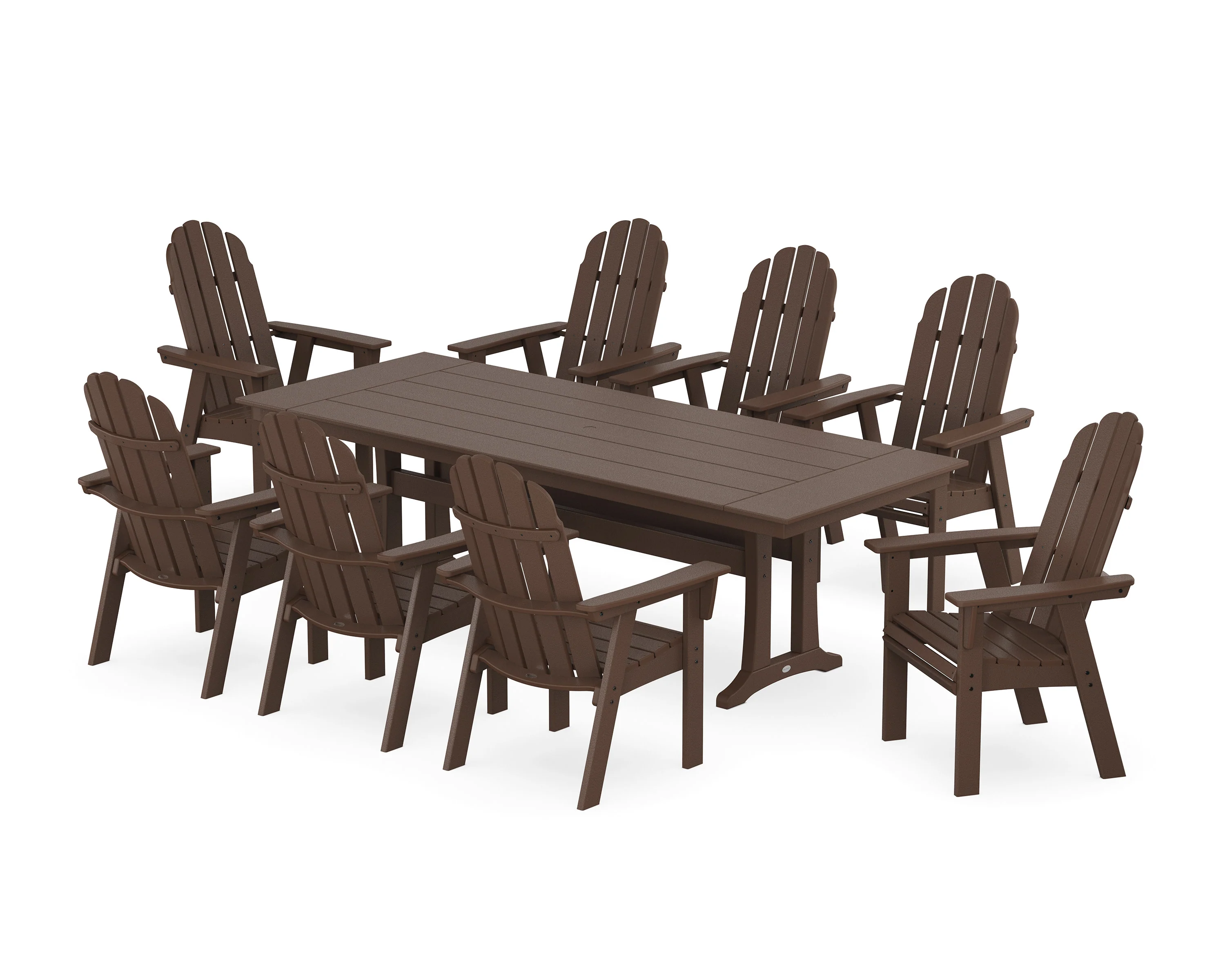 Vineyard 9-Piece Curveback Adirondack Farmhouse Dining Set with Trestle Legs - Image 12
